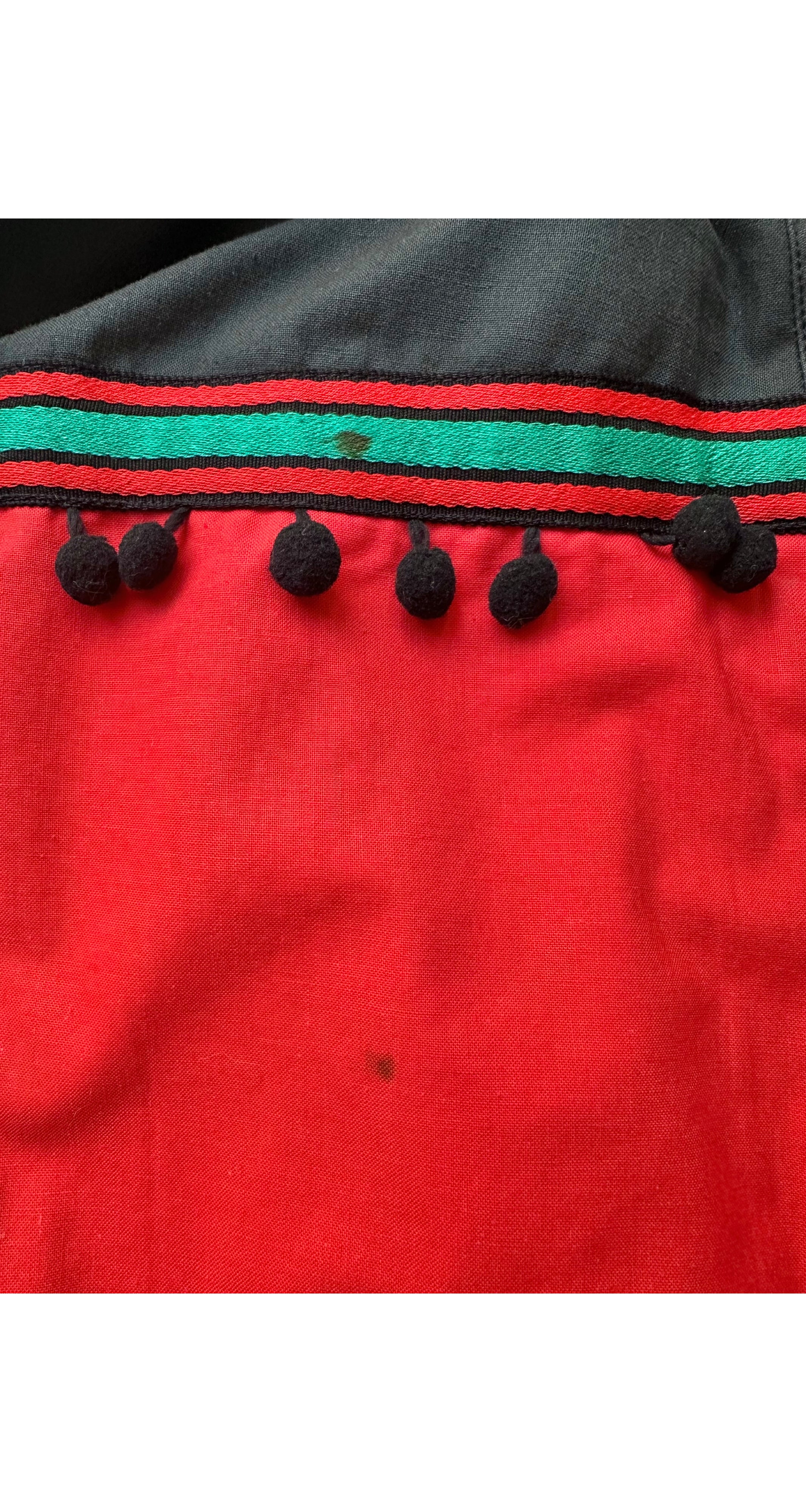 1977 S/S "Spanish Collection" Black Cotton Pom-Pom Circle Skirt