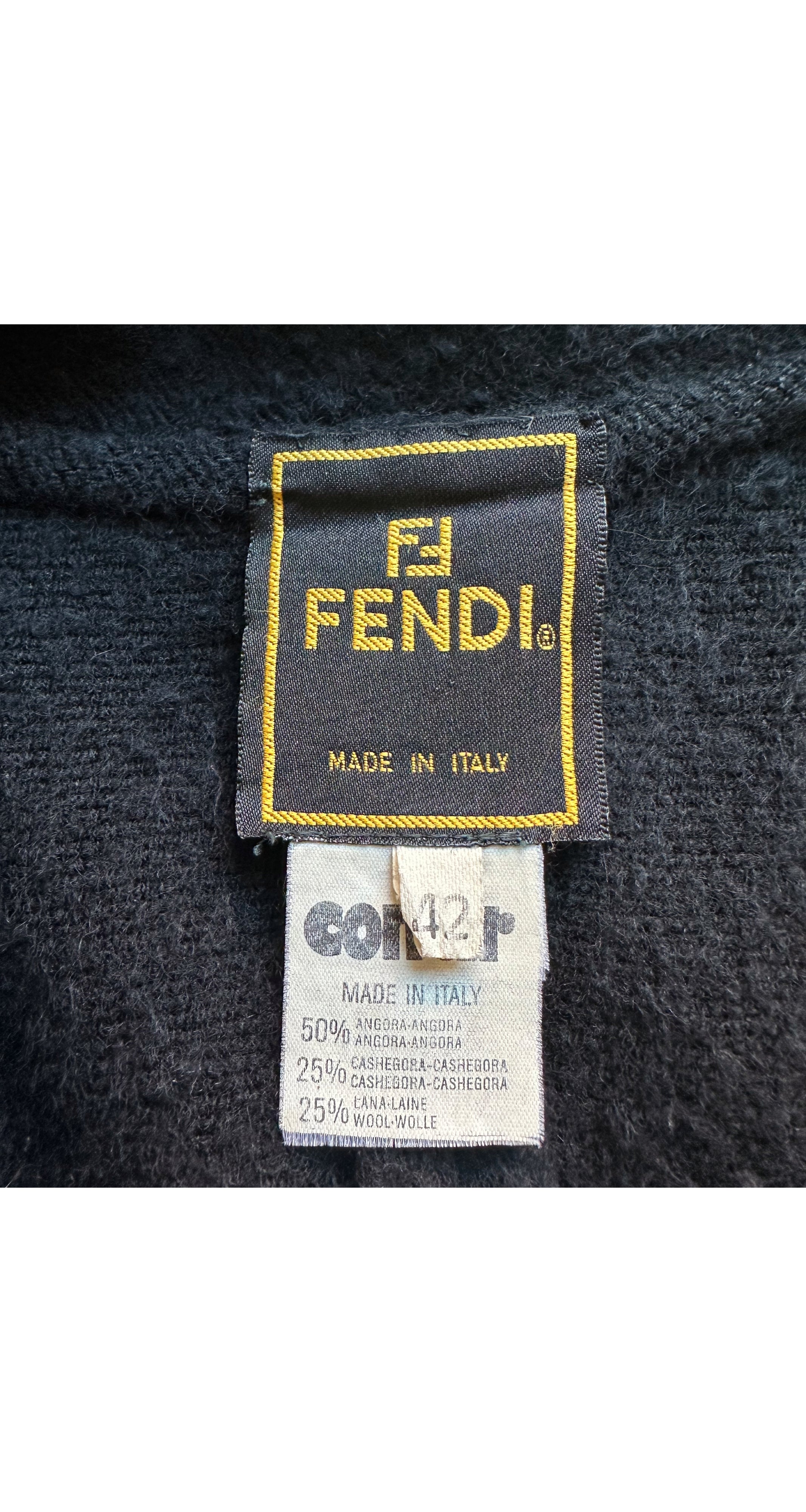 1990-91 F/W Black Angora & Cashmere Swing Scarf Coat