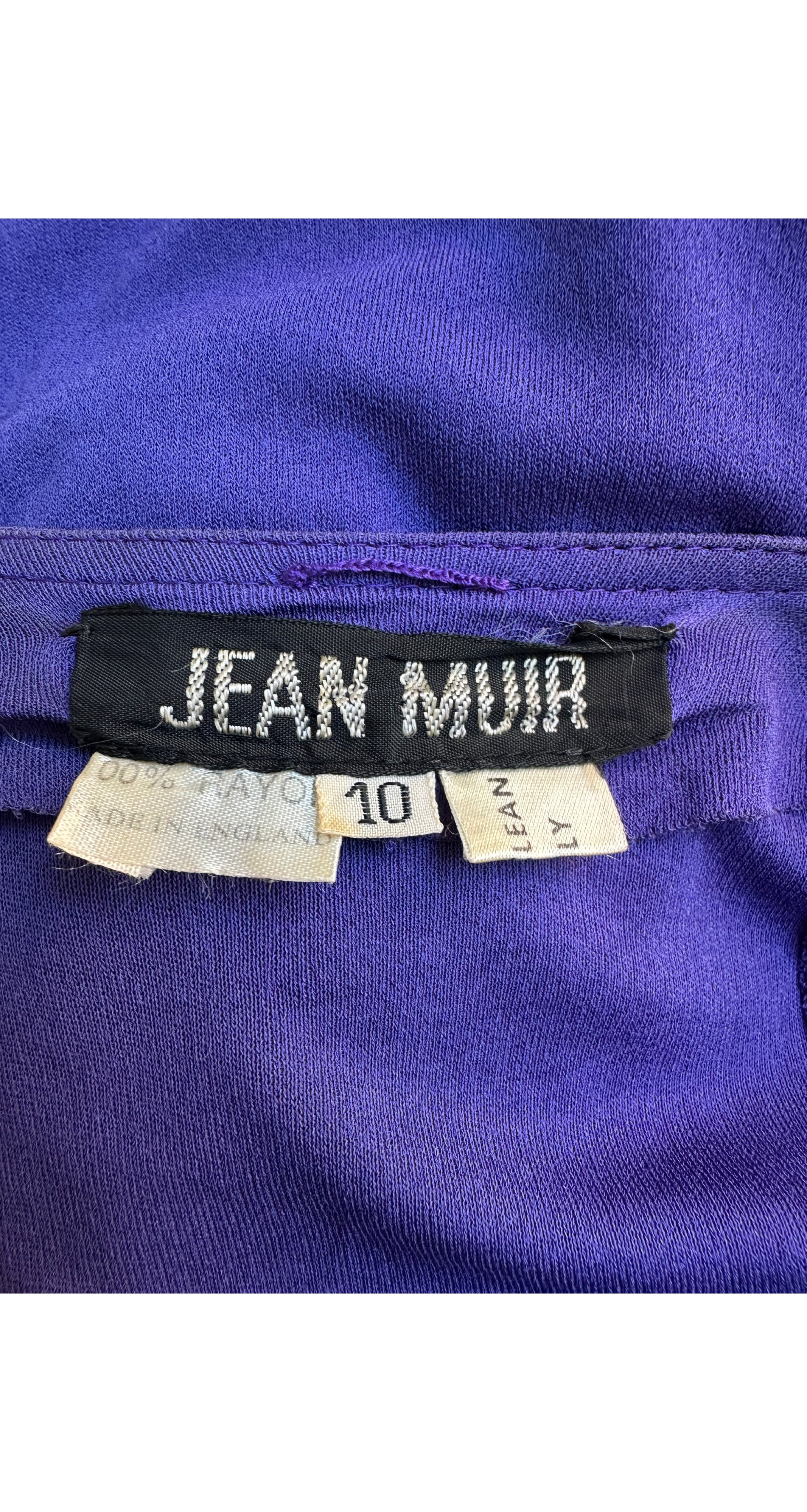 1970s Purple Rayon Jersey Long Sleeve Midi Dress