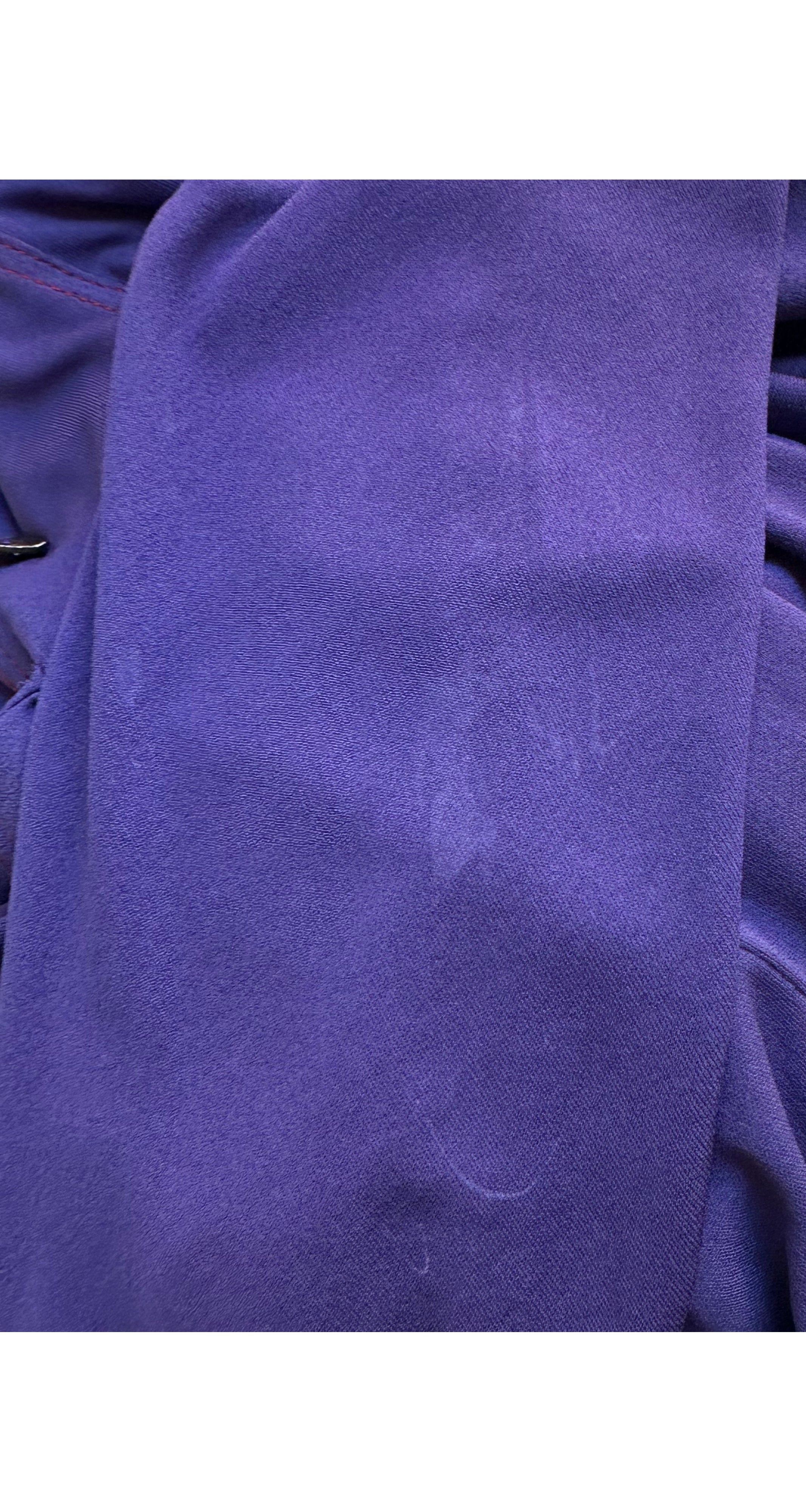 1970s Purple Rayon Jersey Long Sleeve Midi Dress