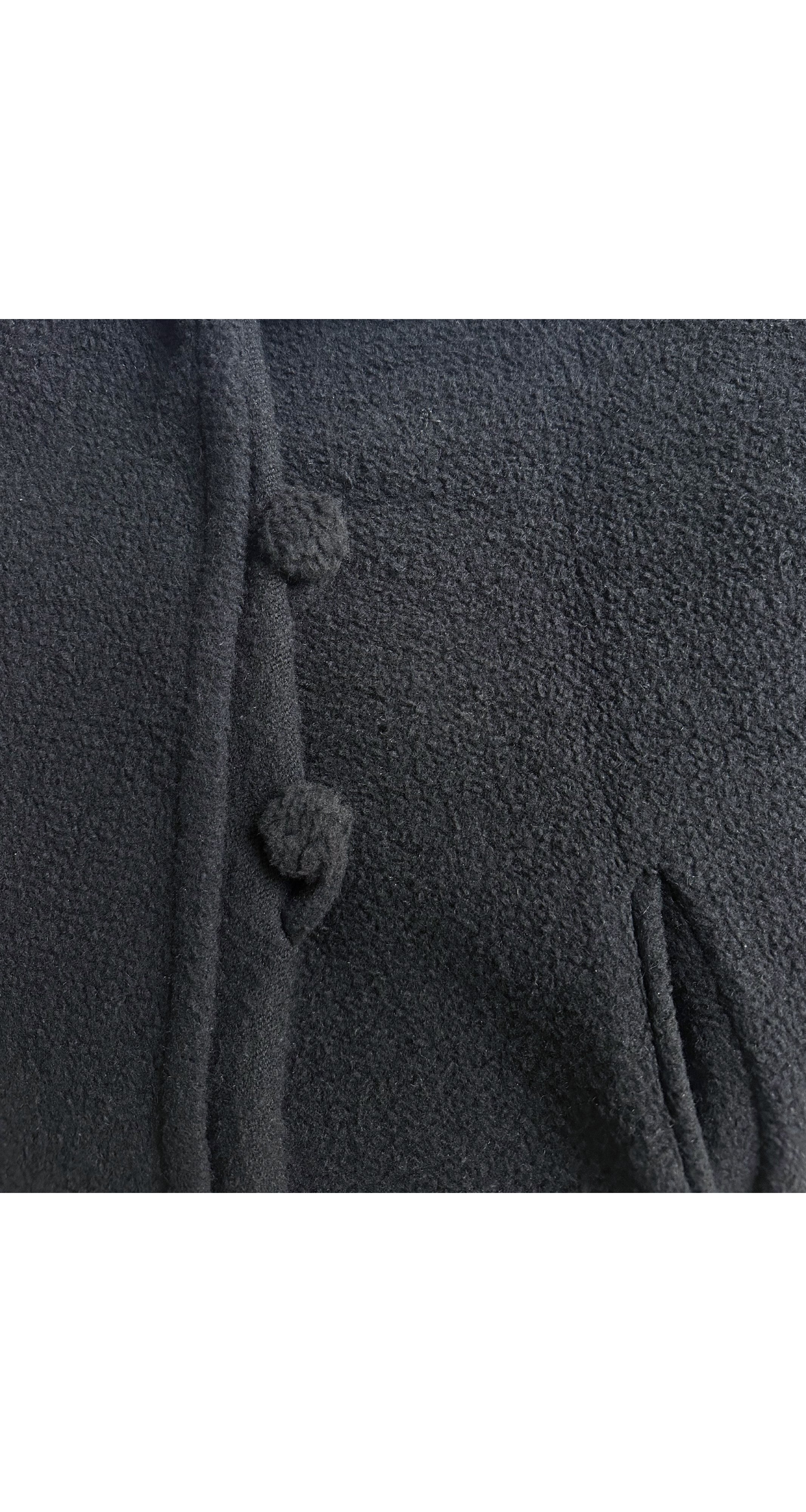 1990-91 F/W Black Angora & Cashmere Swing Scarf Coat