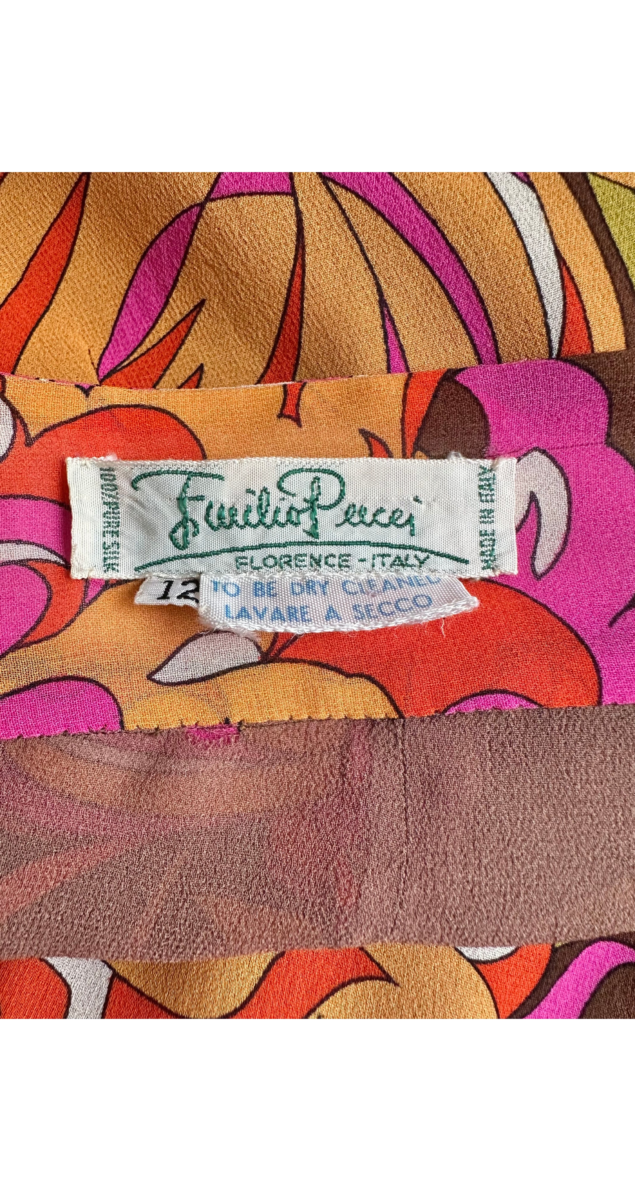 1970s Floral Print Silk Chiffon Wide Leg Pants