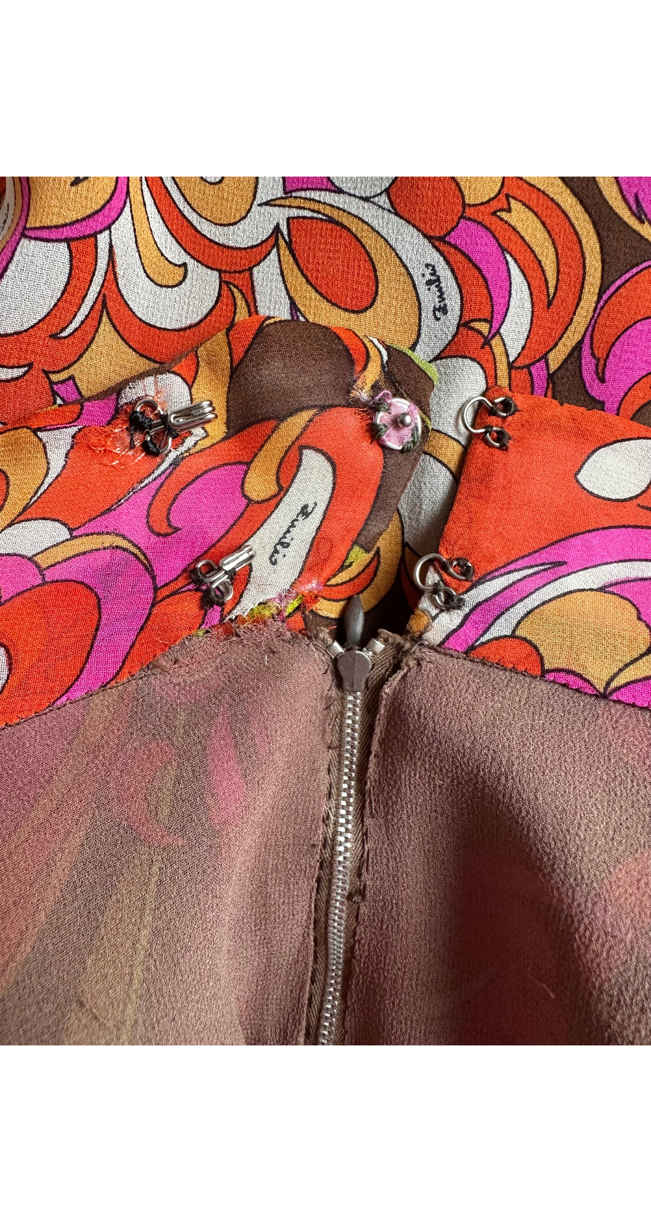 1970s Floral Print Silk Chiffon Wide Leg Pants