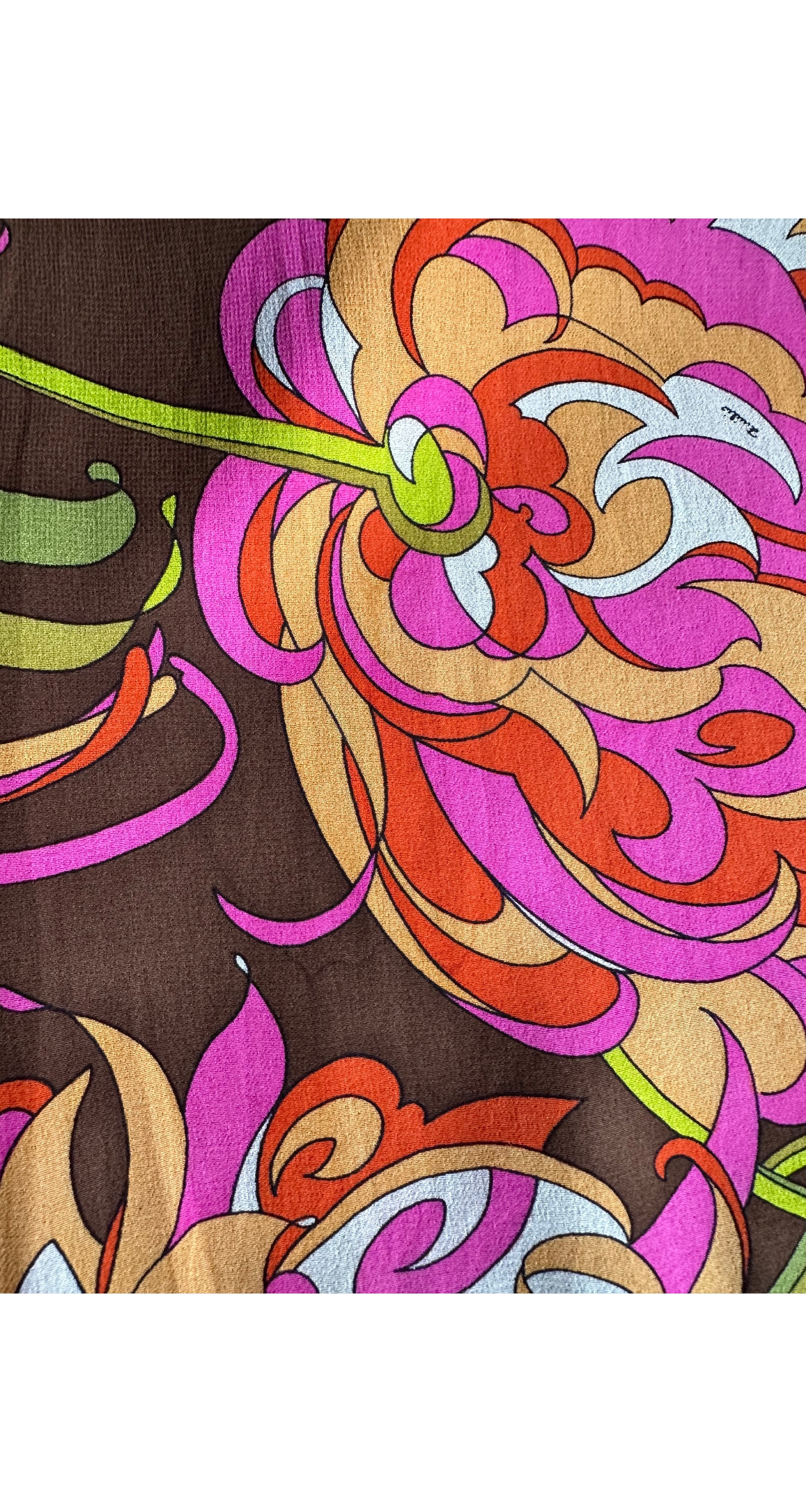 1970s Floral Print Silk Chiffon Wide Leg Pants