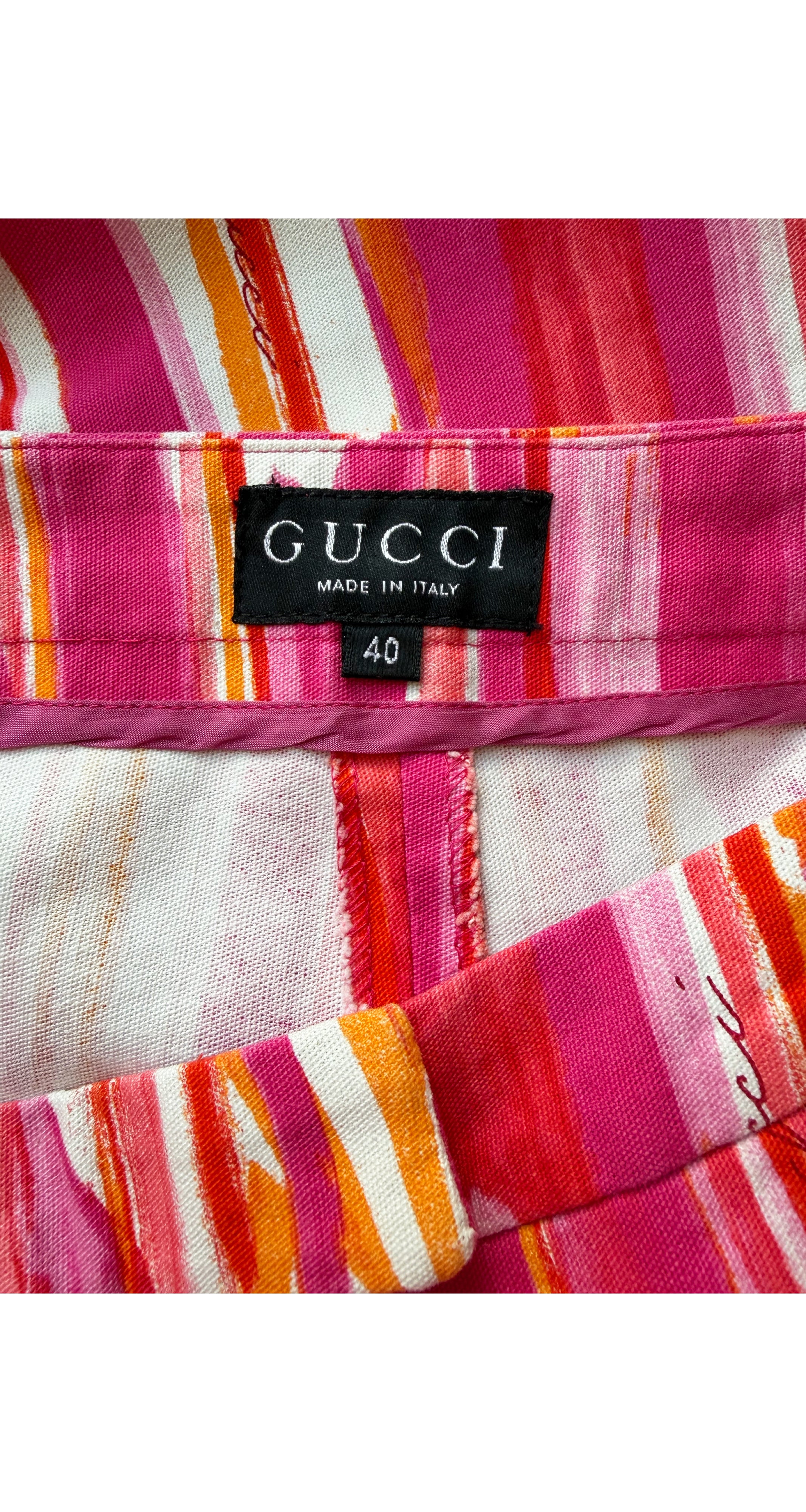 1996 S/S Pink & Orange Brushstroke Print Cotton Pants