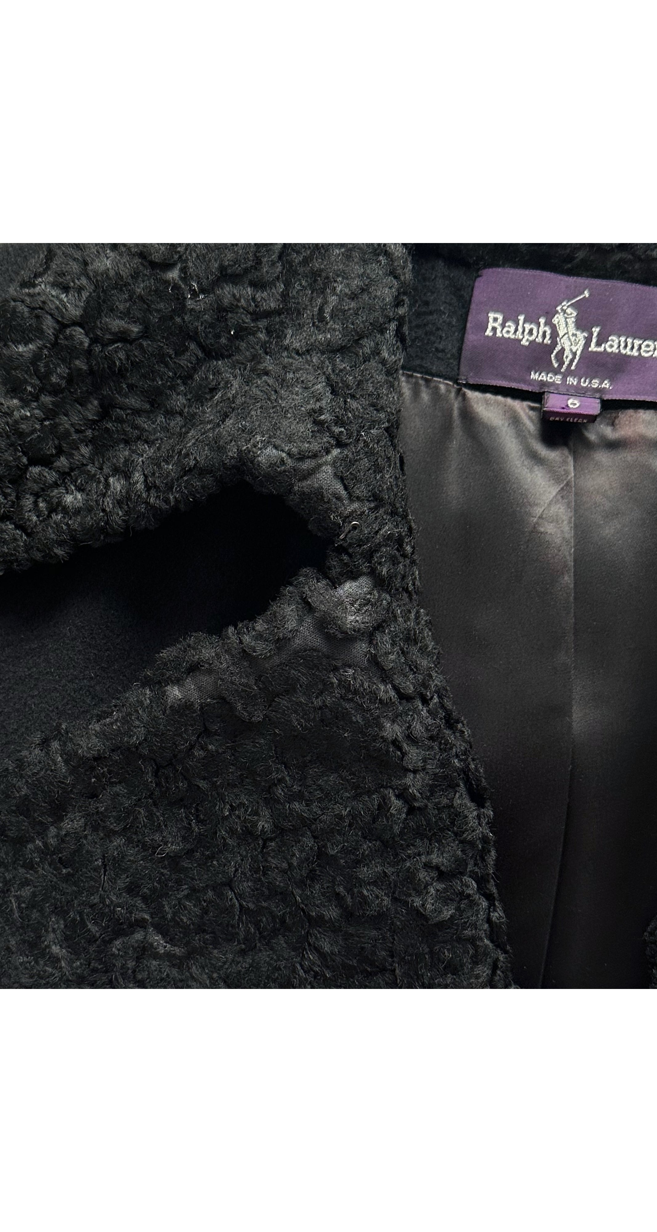 1993-94 F/W Astrakhan Black Wool Military Coat