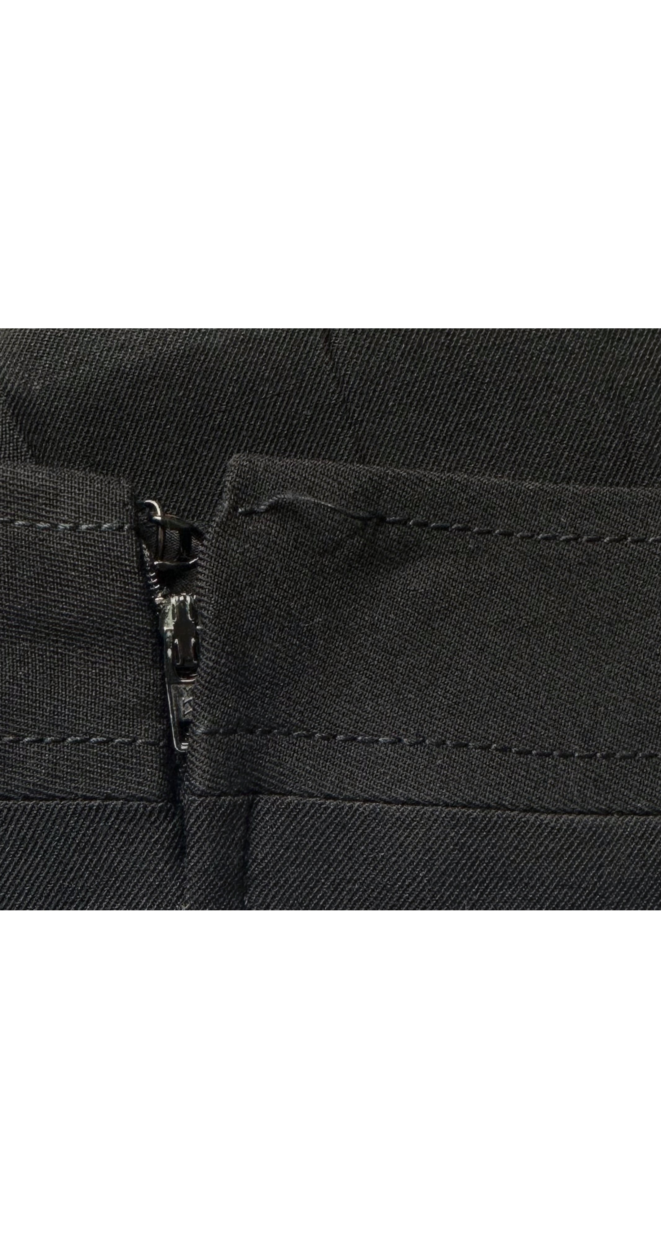 1980s Horsebit Black Wool Gabardine Pleated Skirt