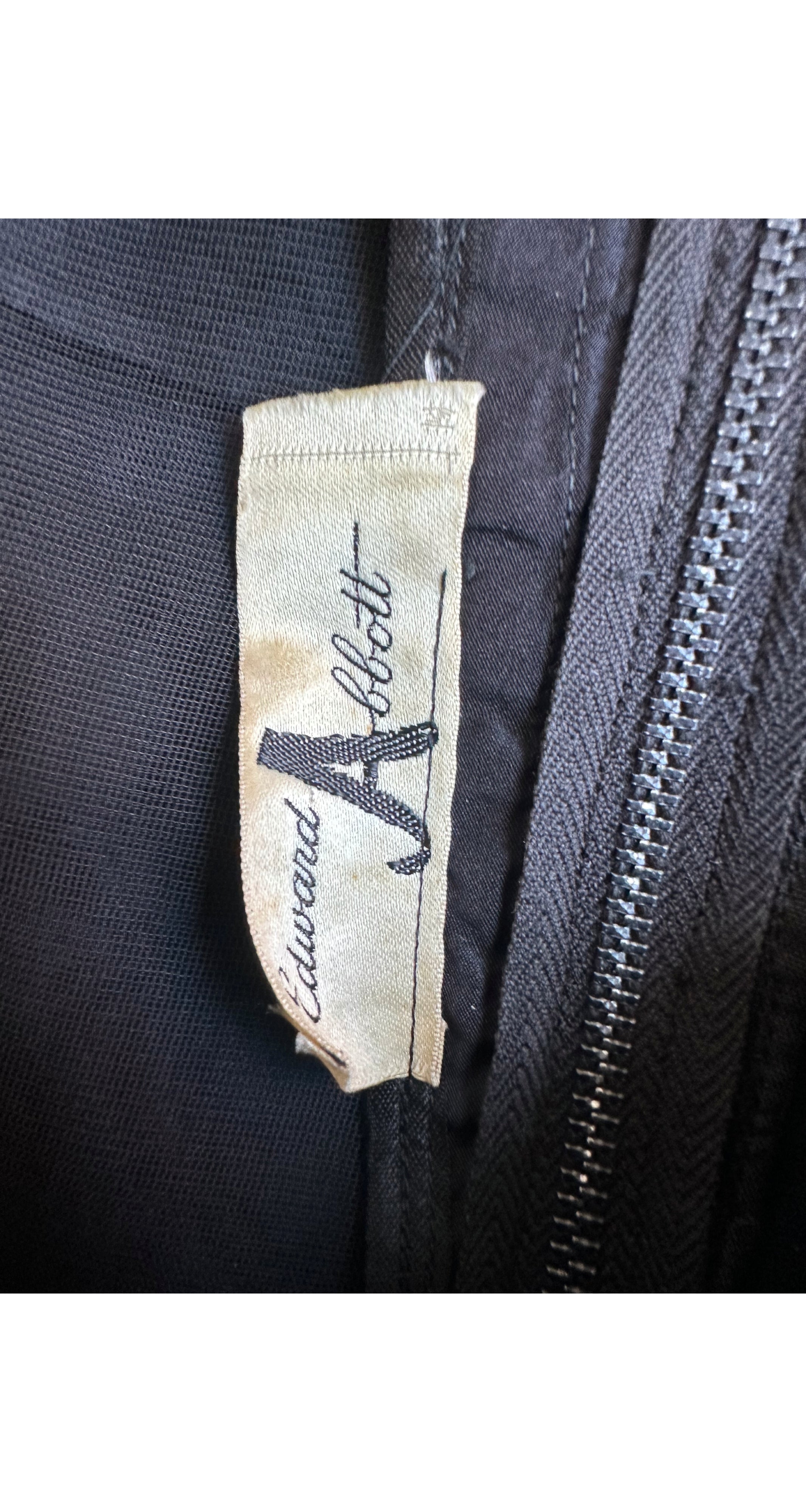 1950s Black Silk Taffeta & Lace Bustle Cocktail Dress