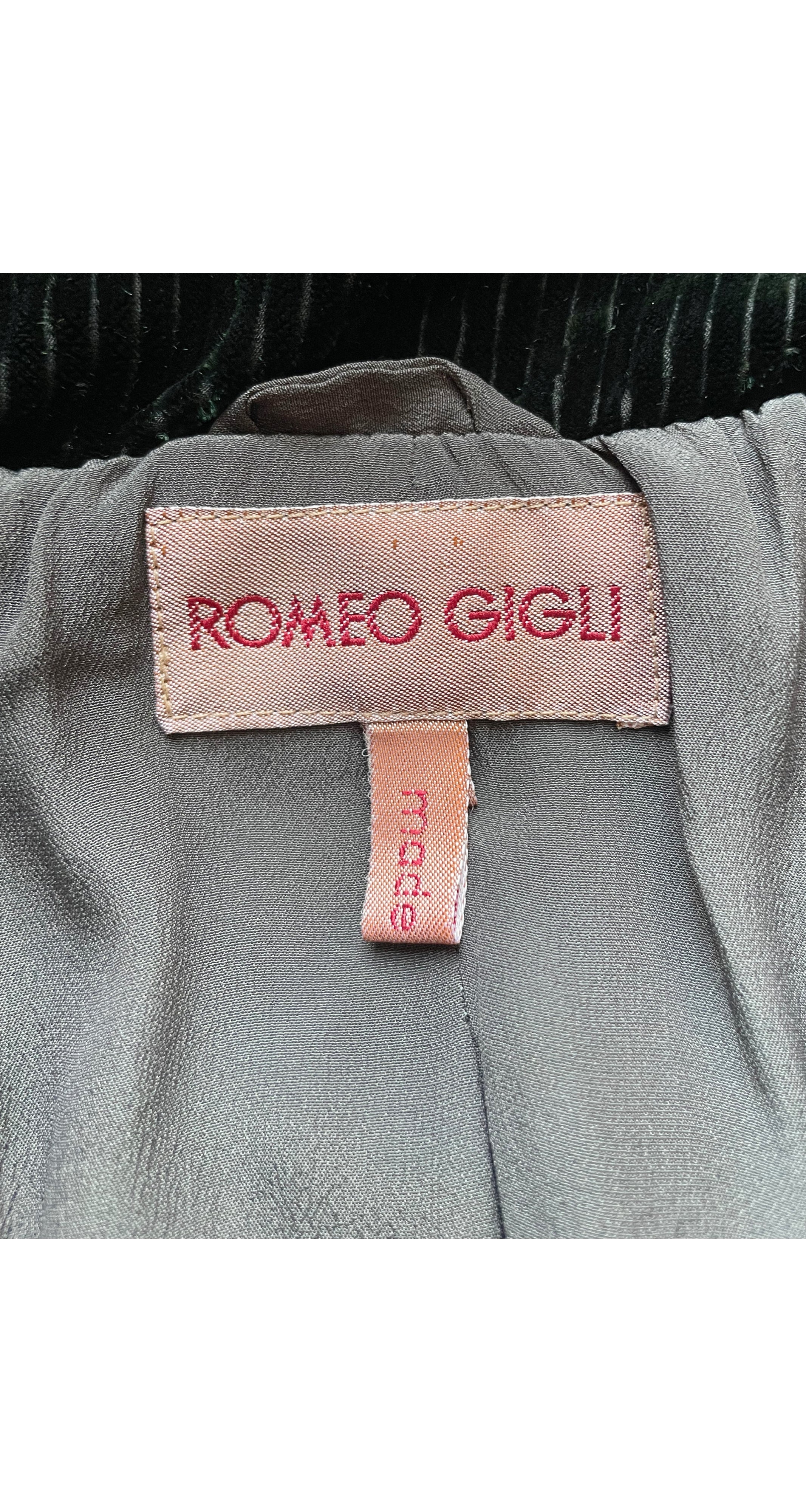 1995 Dark Green Silk Velvet Collared Coat