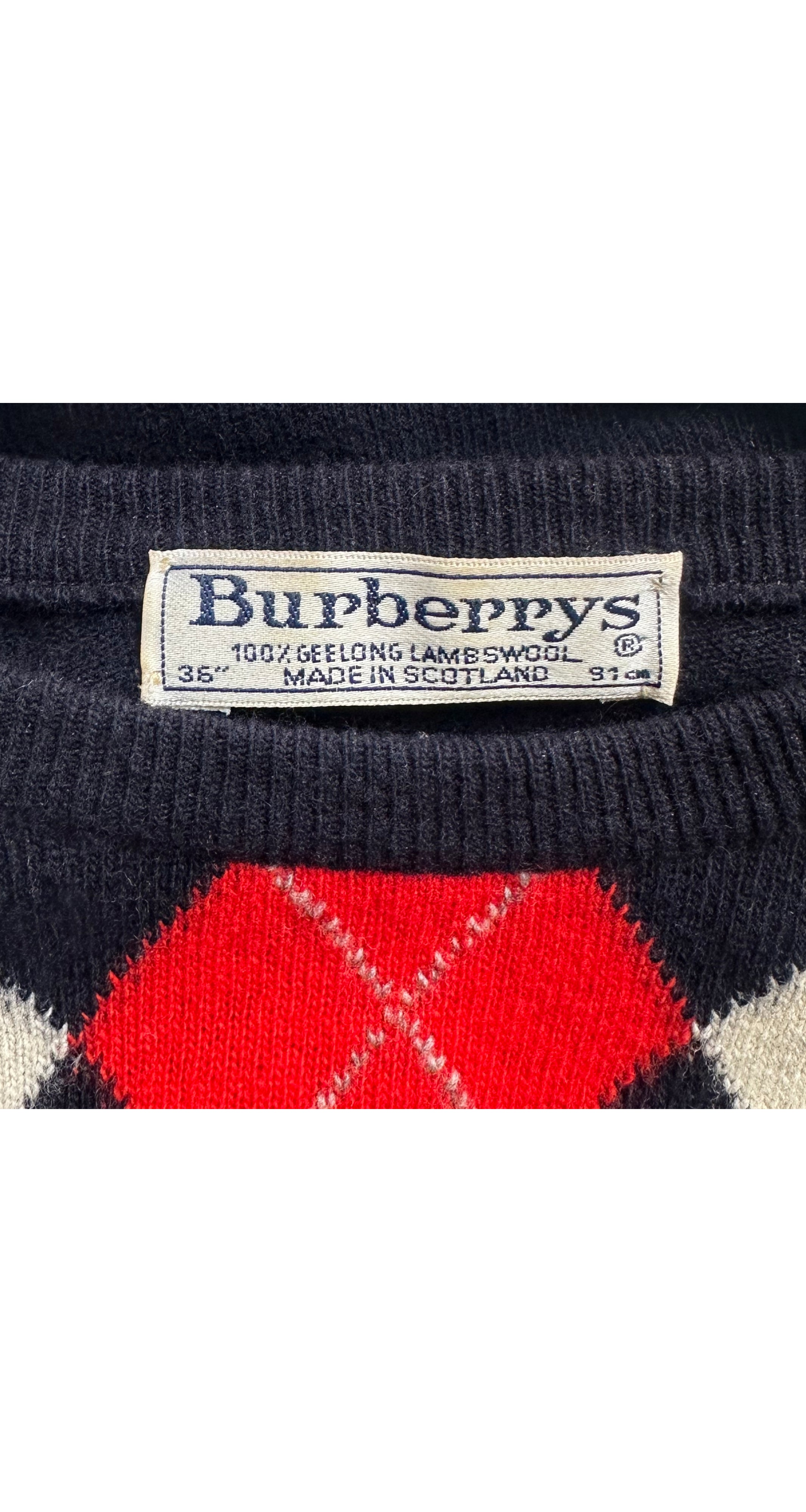 1980s Argyle Navy Lambswool Pullover Sweater