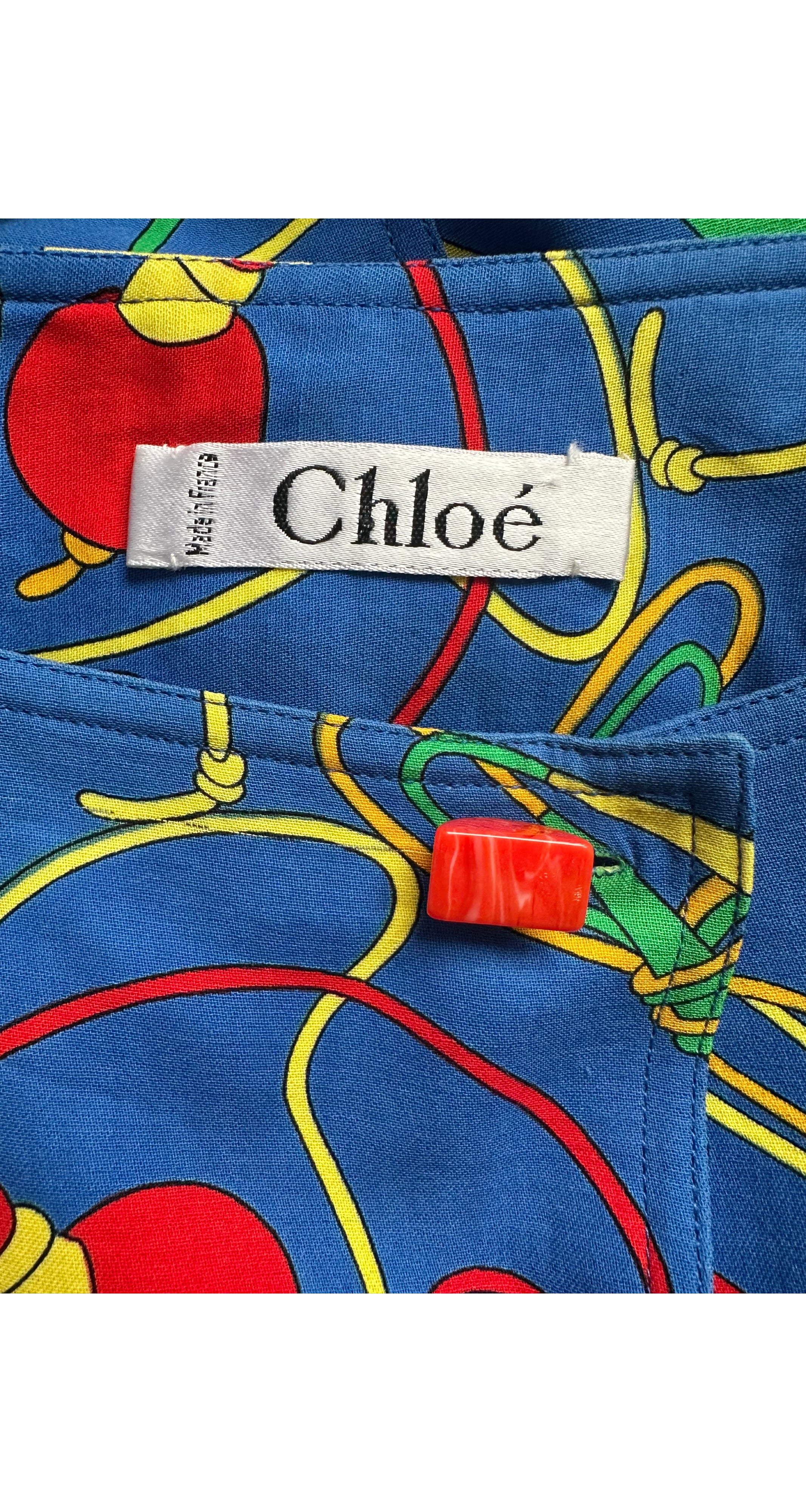 1987 S/S Jump Rope Novelty Print Blue Pencil Skirt