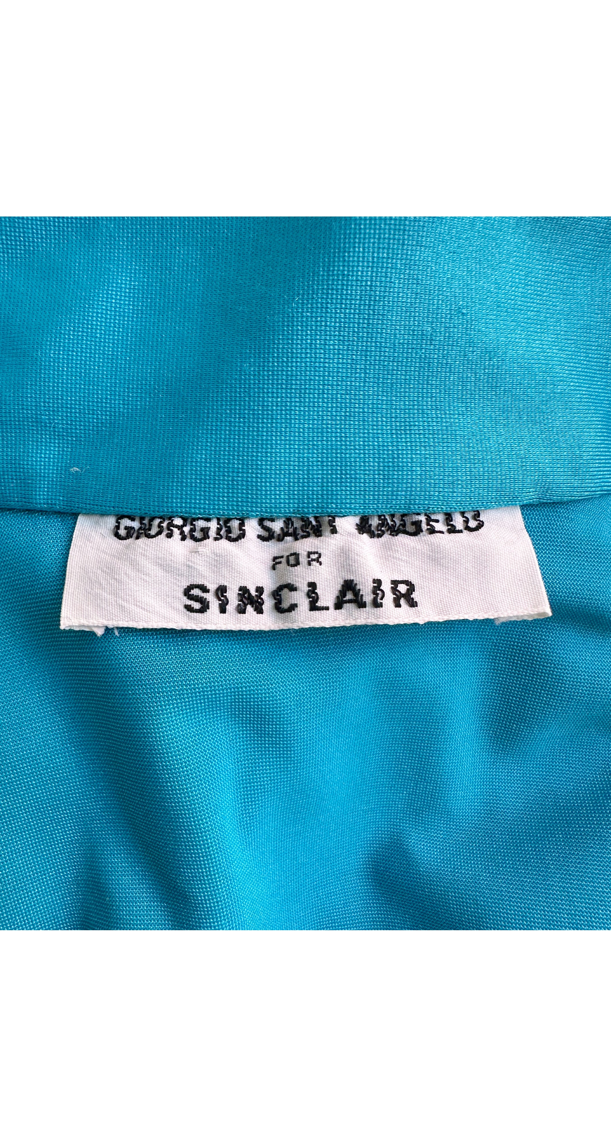 1970s Striped Blue Collared Zip-Up Jumpsuit