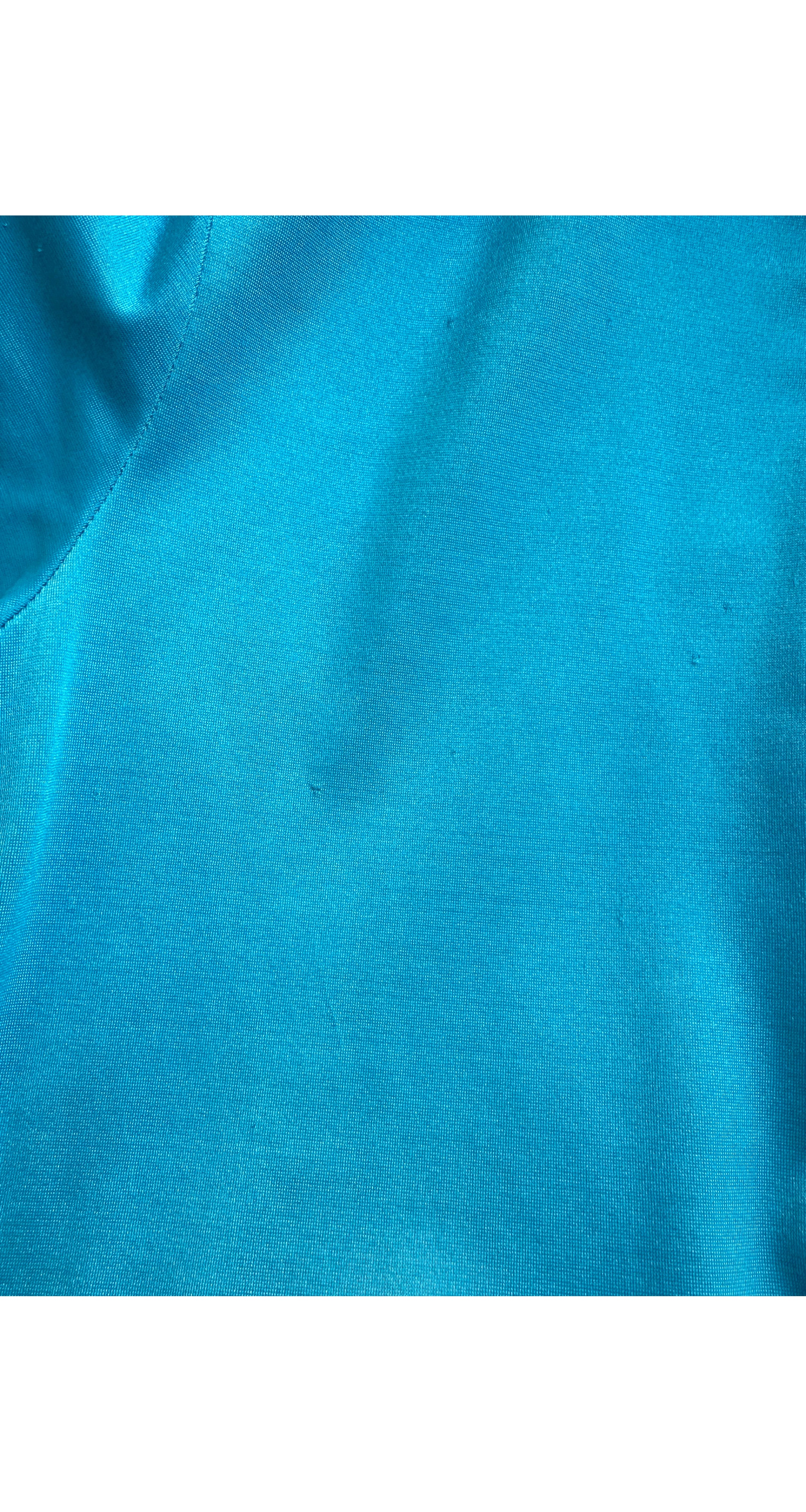 1970s Striped Blue Collared Zip-Up Jumpsuit