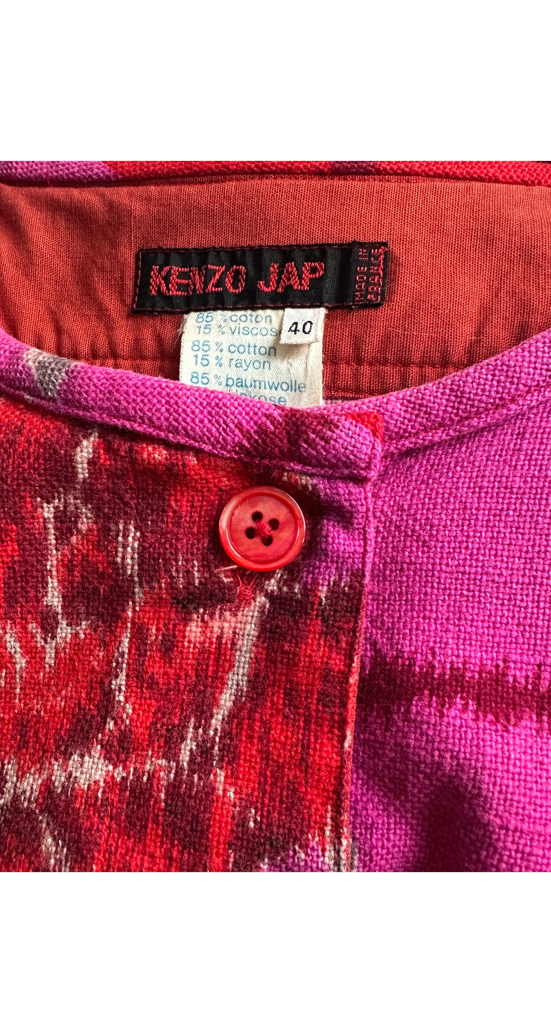 1976-77 A/W Pink & Red Floral Cotton Blouson Dress