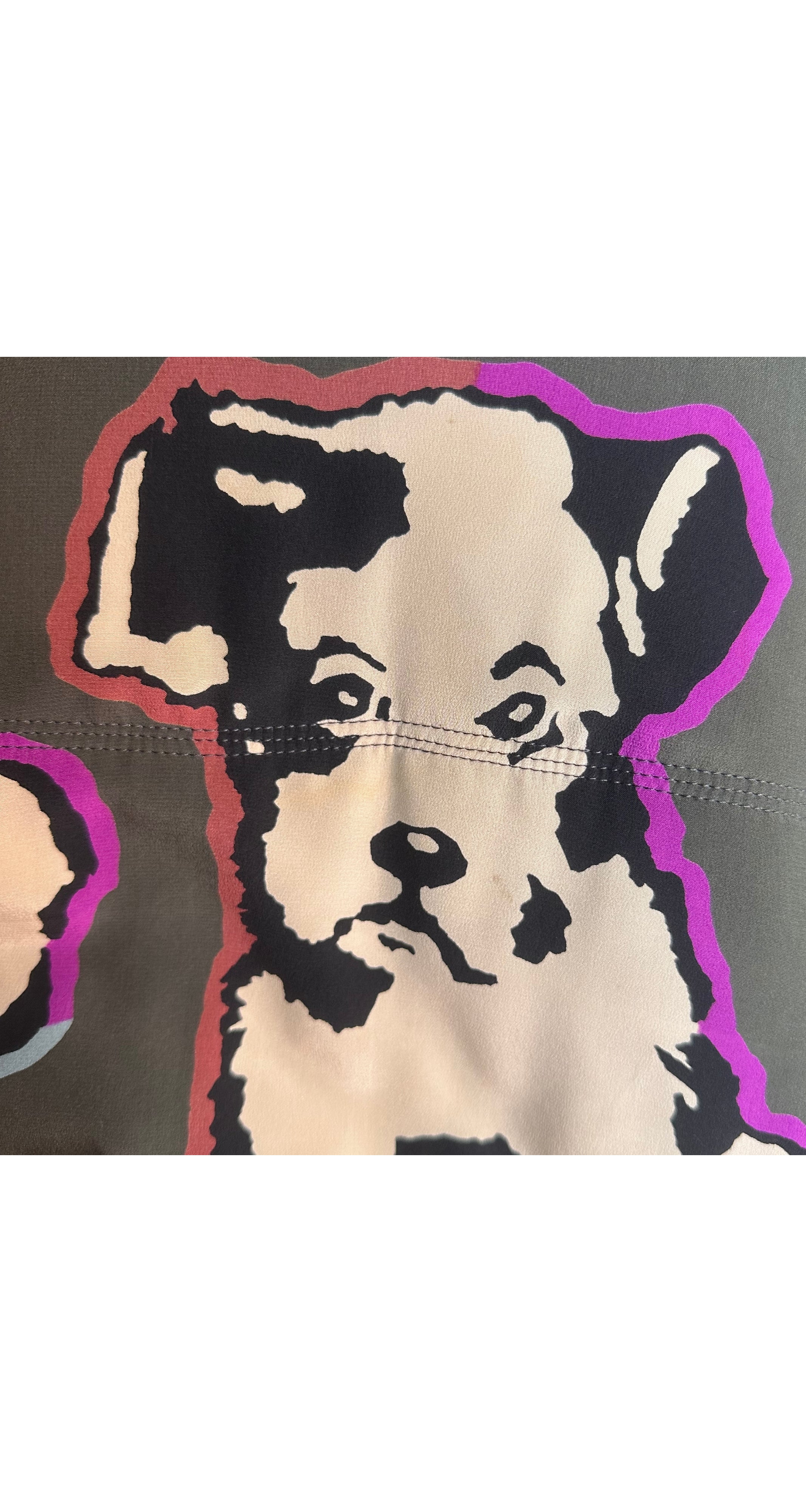 1992-93 F/W Dog Pop Art Print Silk Swing Coat