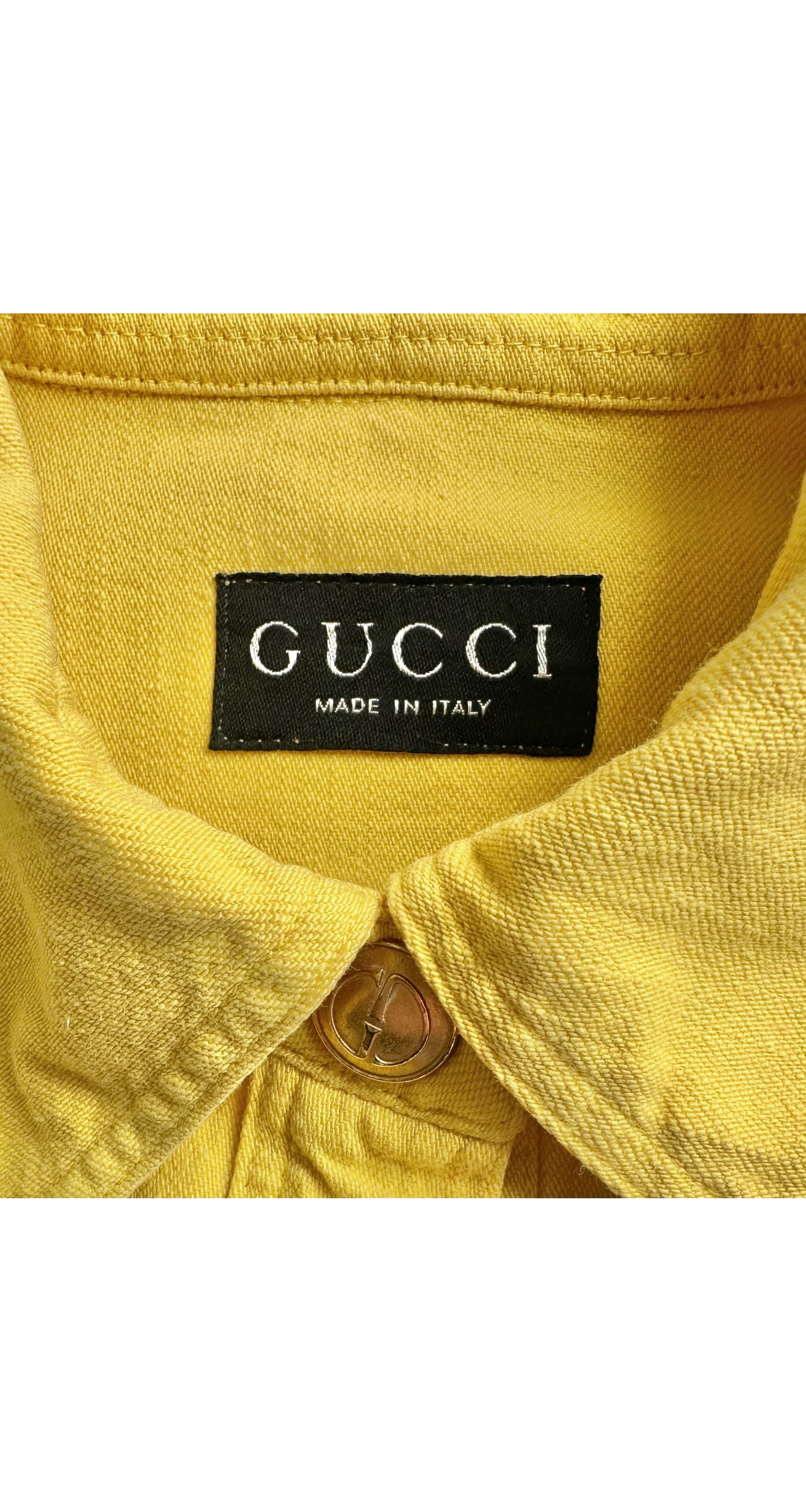 1993 Yellow Denim Cotton Logo Snap Bodysuit