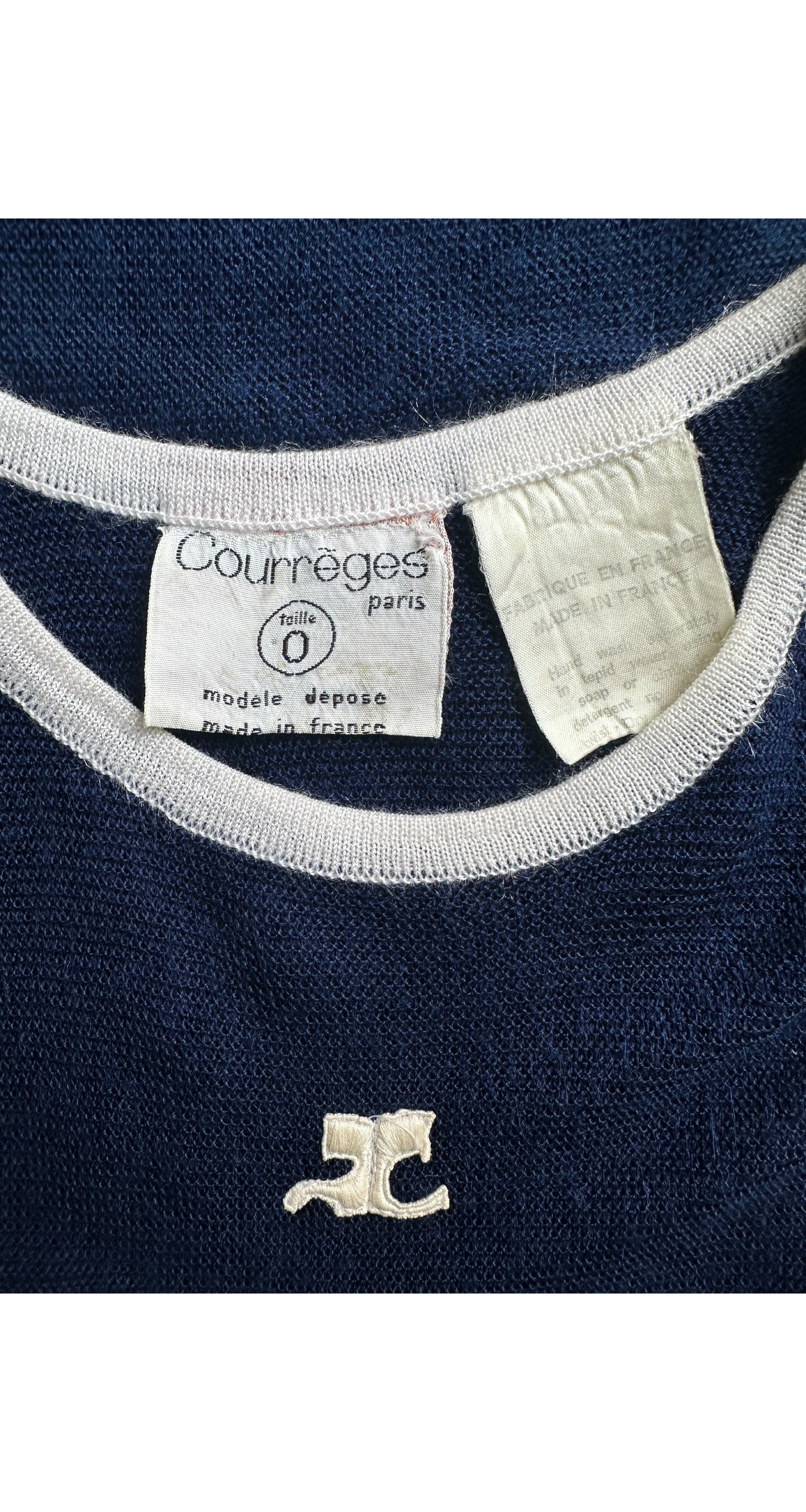 1970s Logo Navy Knit Sleeveless Top