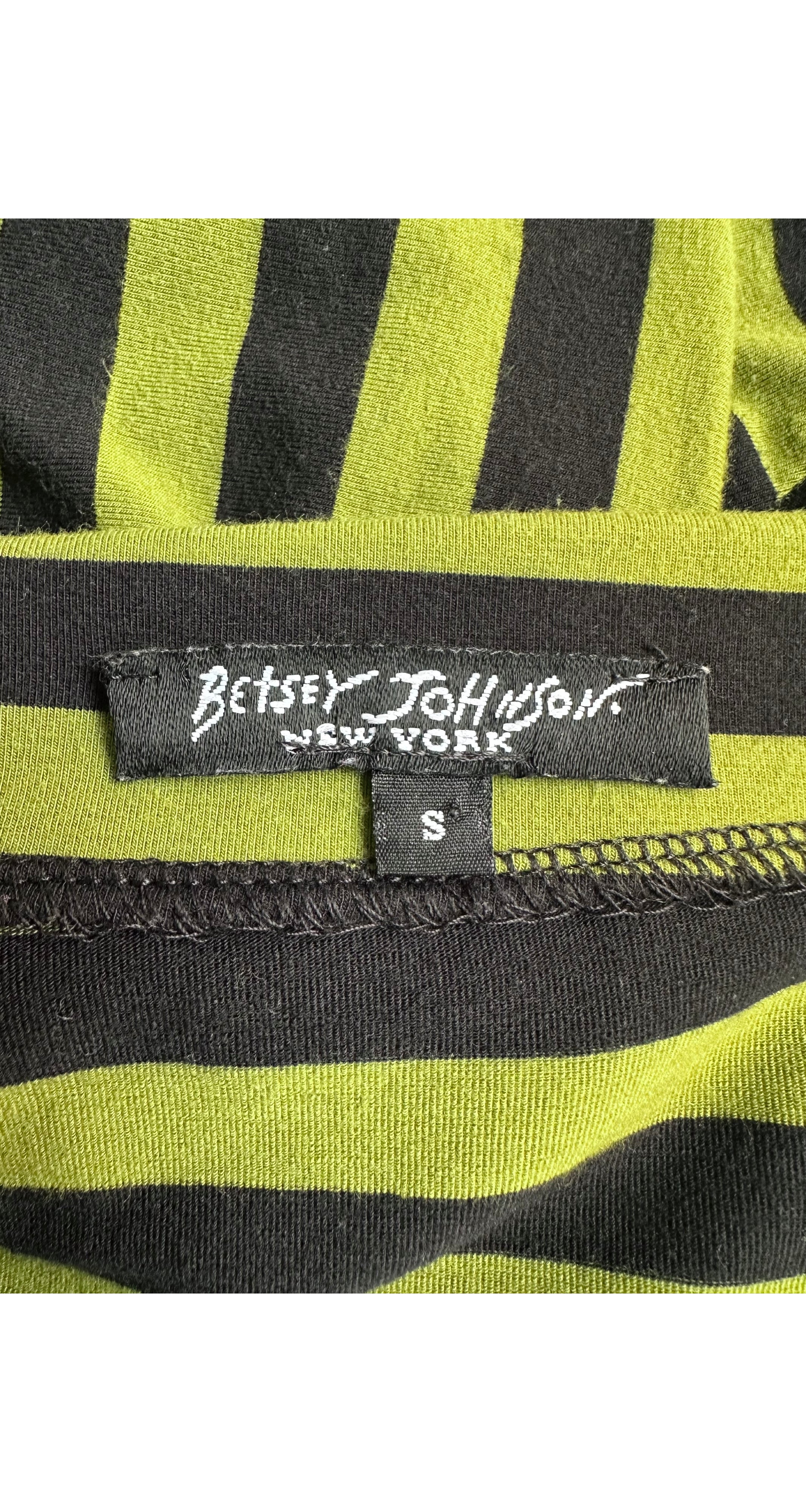 1990s Green & Black Striped Jersey Skater Mini Dress