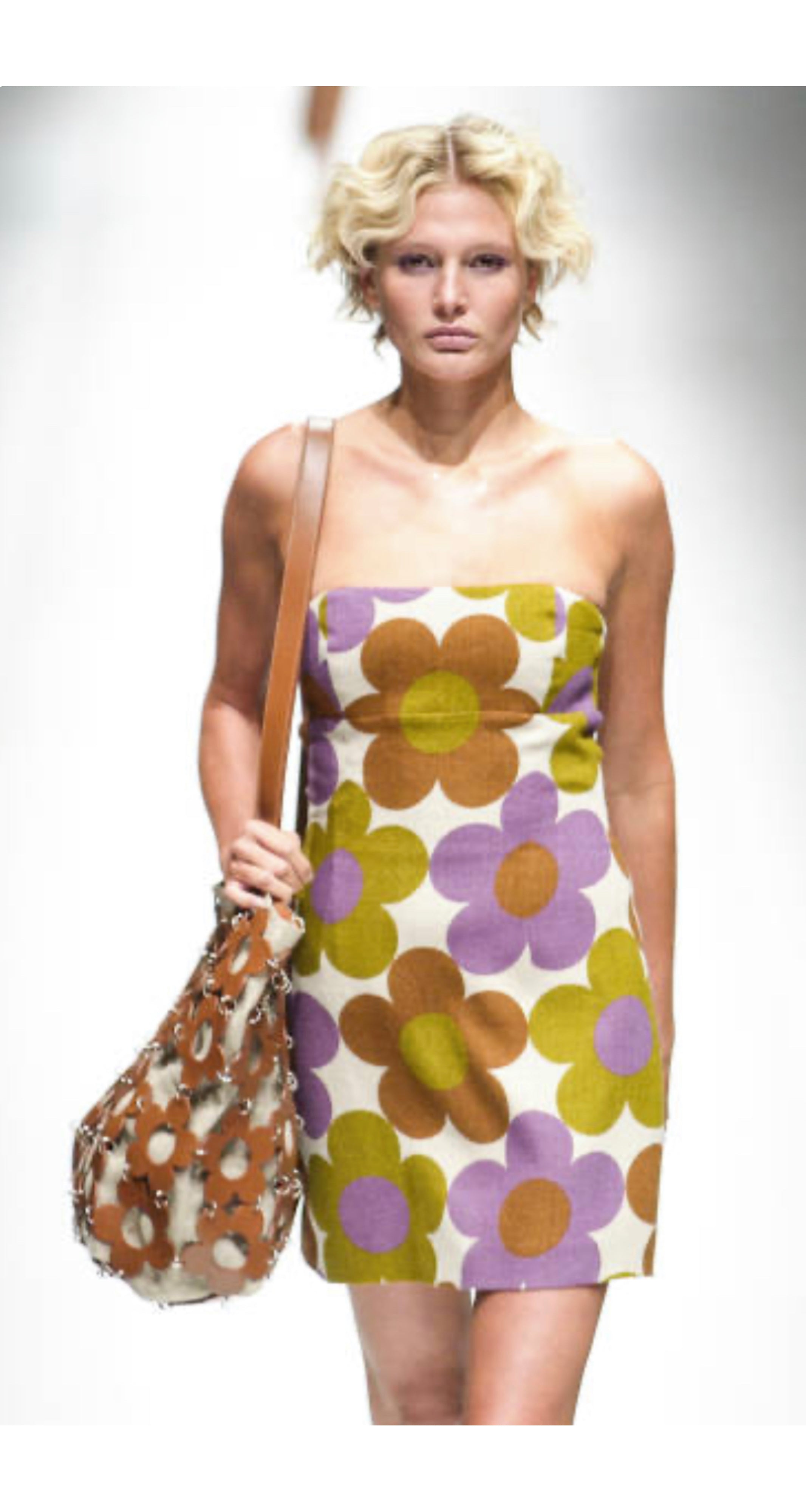 2002 S/S Mod Floral Print Linen Hot Pants