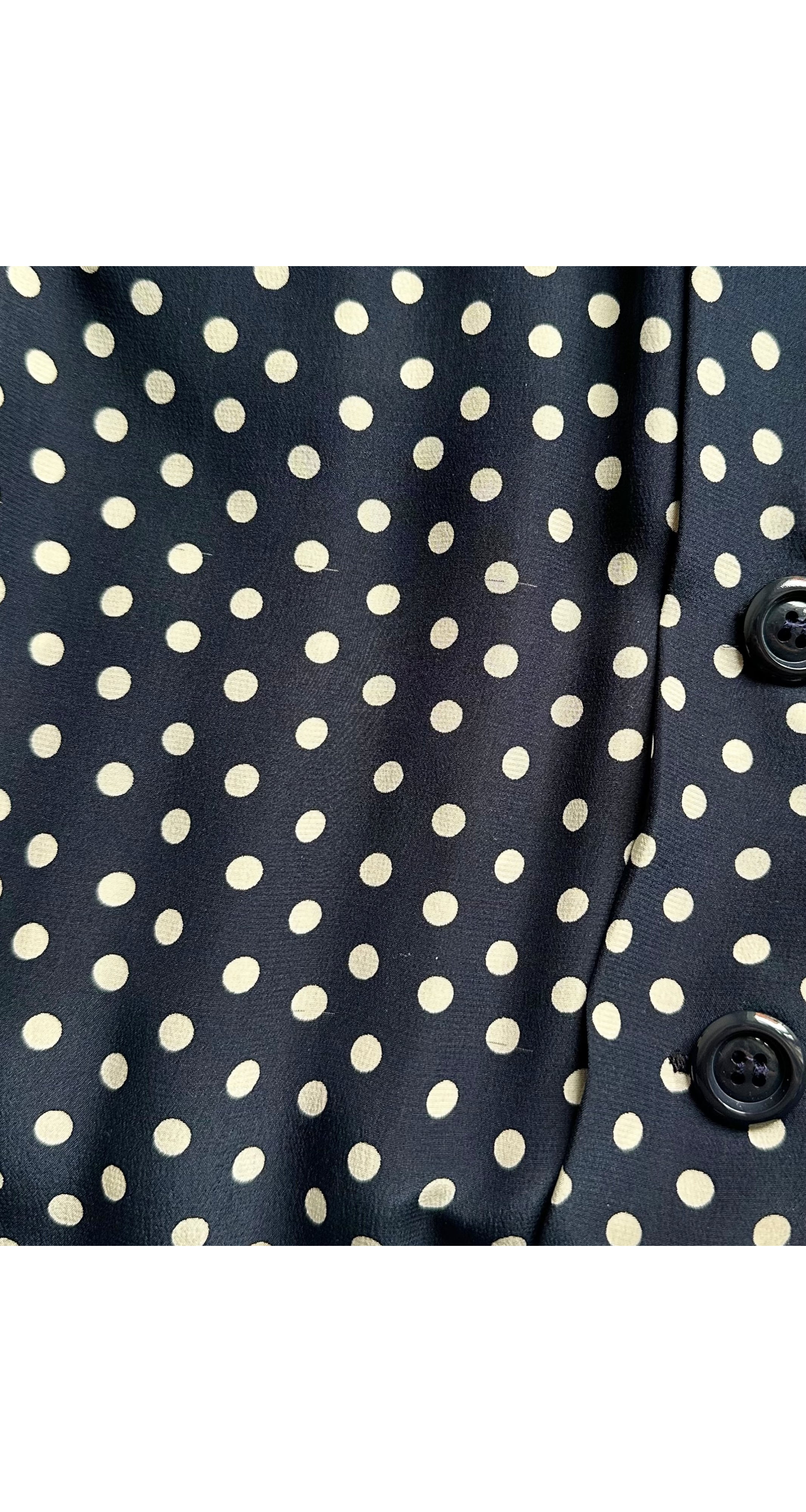 1984 S/S Polka Dot Navy Silk Double-Breasted Dress