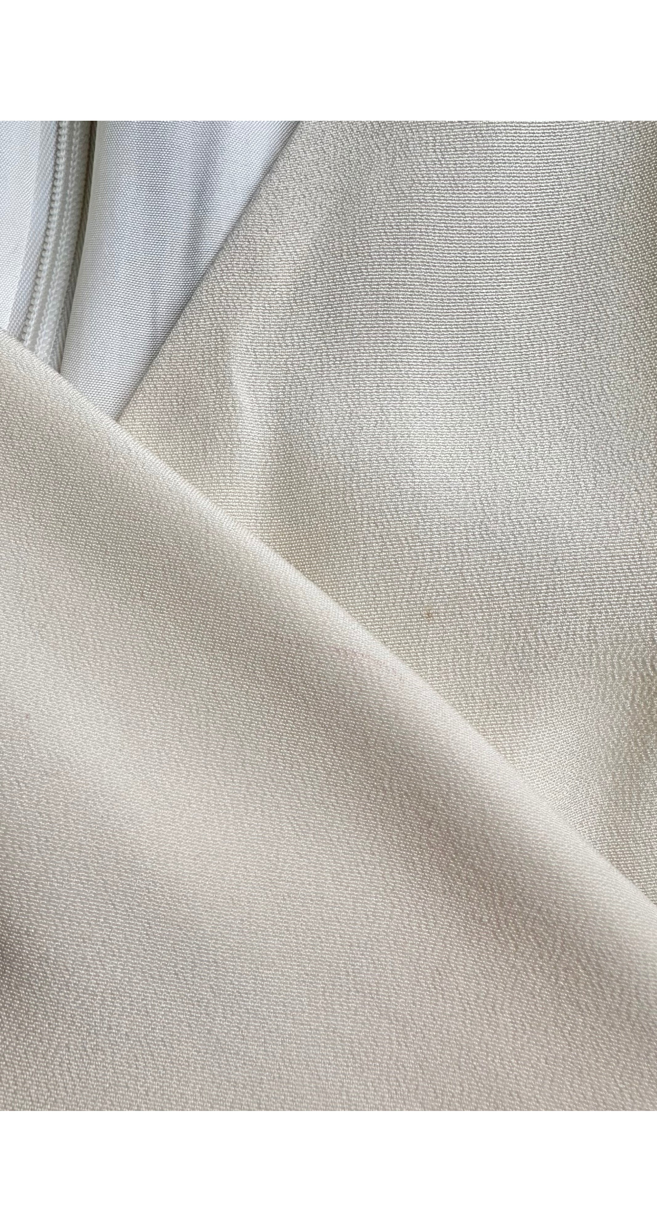 1990s Cream Silk Faux Wrap Dress
