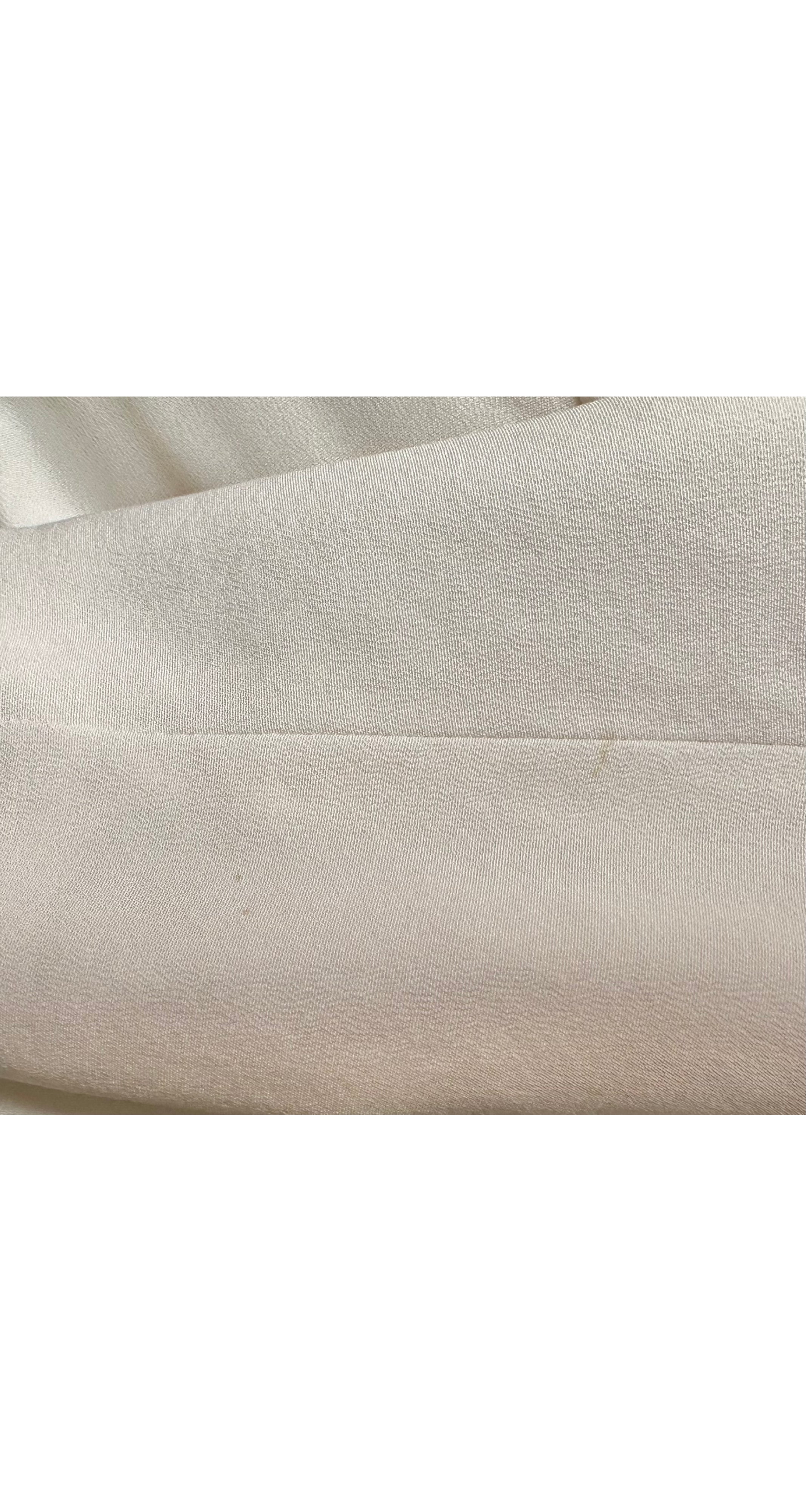 1990s Cream Silk Faux Wrap Dress
