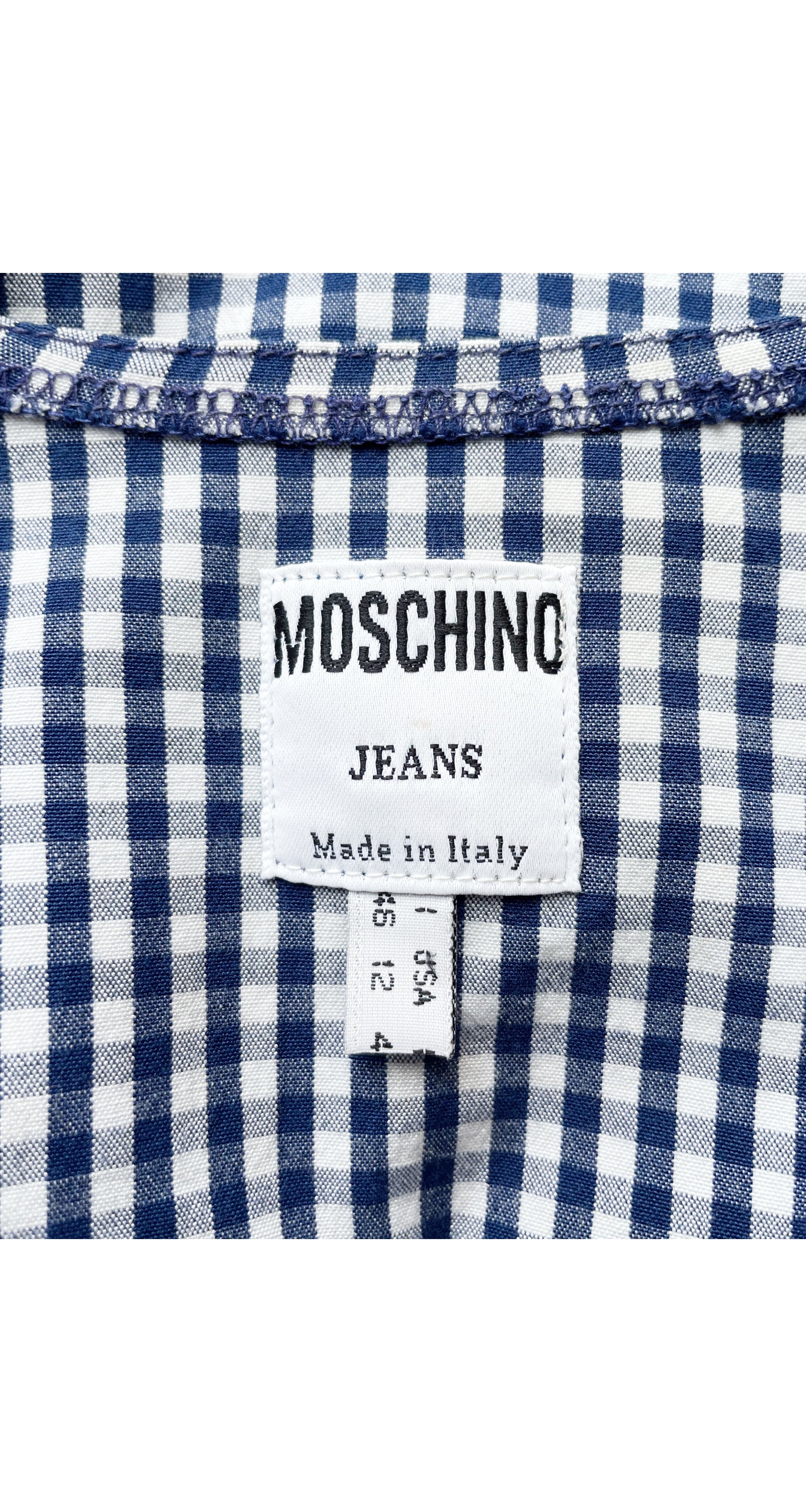 1990s Blue Gingham Cotton Short Sleeve Top