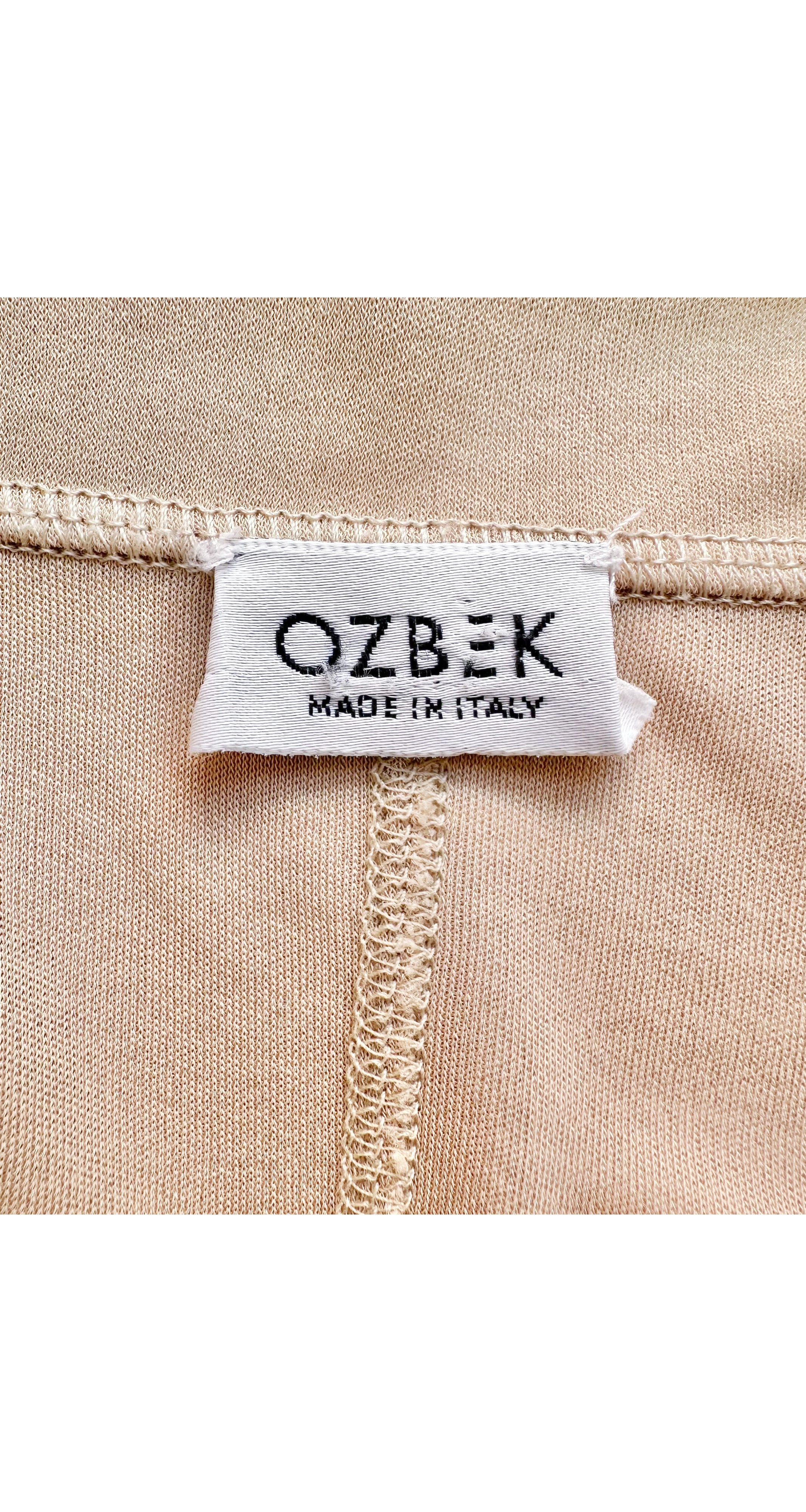 1994 S/S Beige Rayon Jersey Button-Up Top
