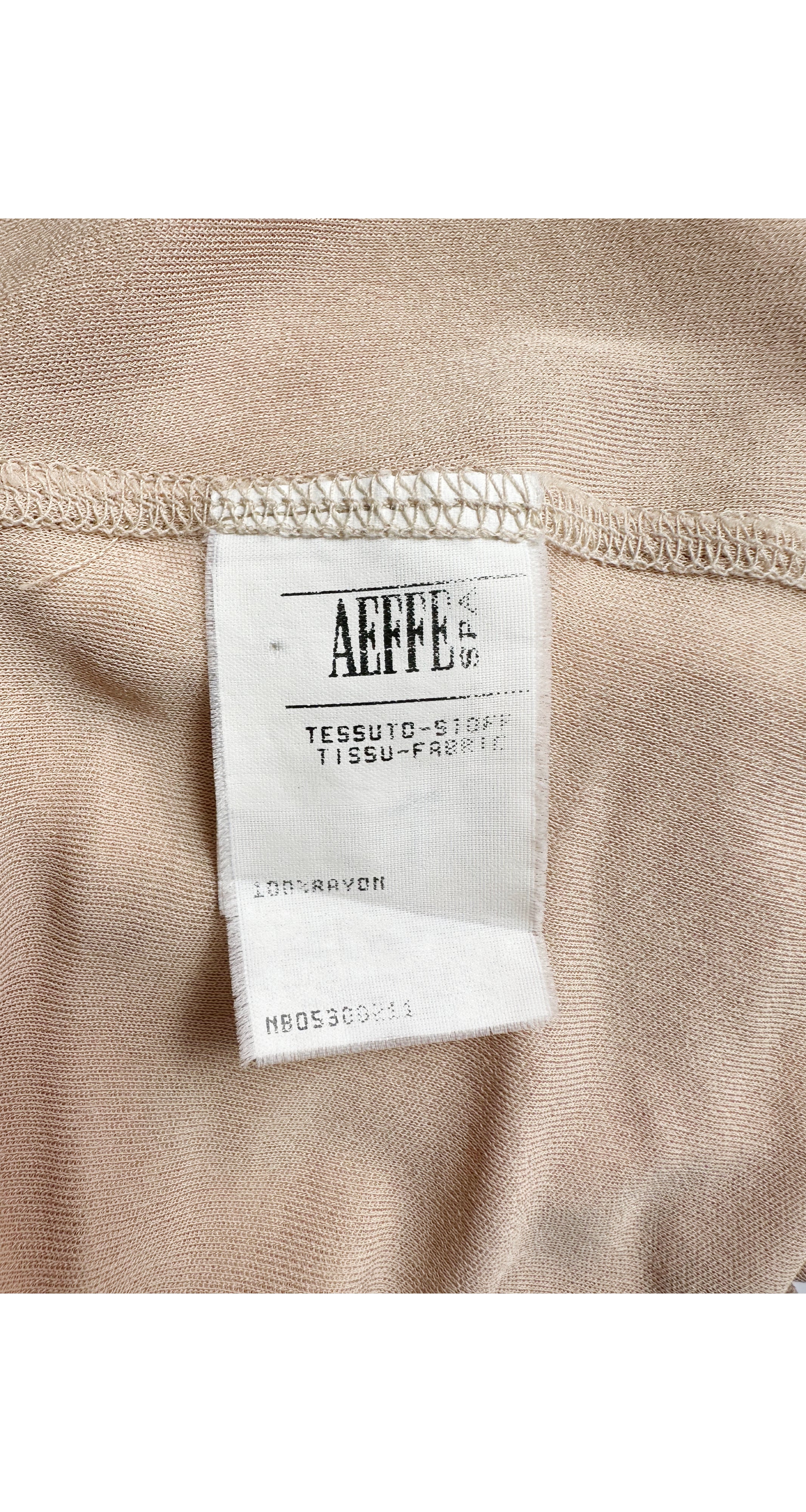1994 S/S Beige Rayon Jersey Button-Up Top