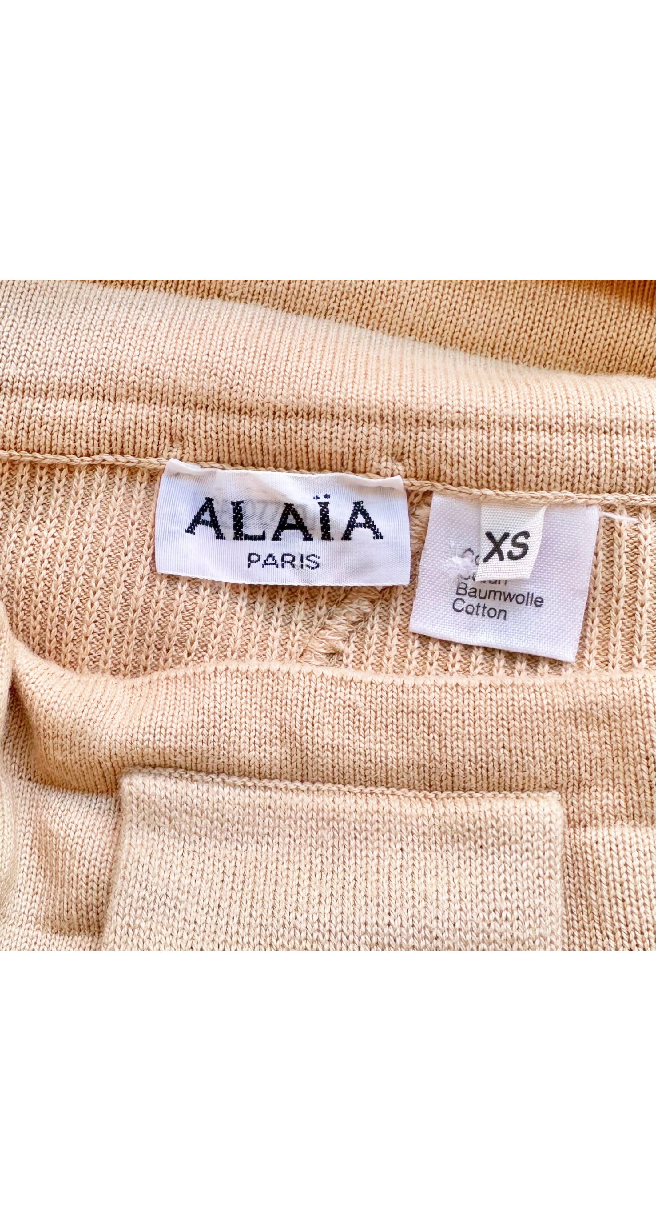 1985 S/S Beige Cotton Knit Bodycon Zip Skirt