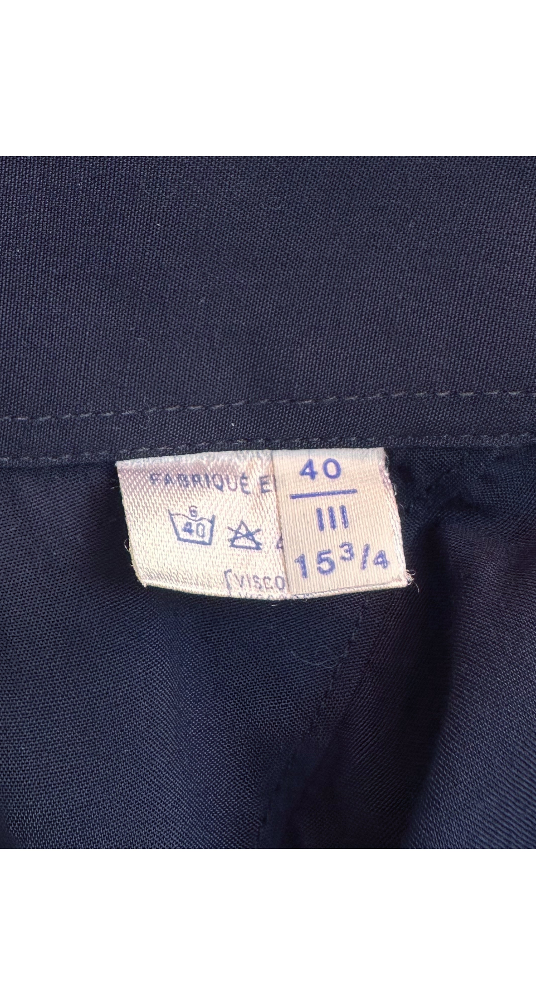 1980s Men's Navy Vicose Snap-Up Dress Shirt