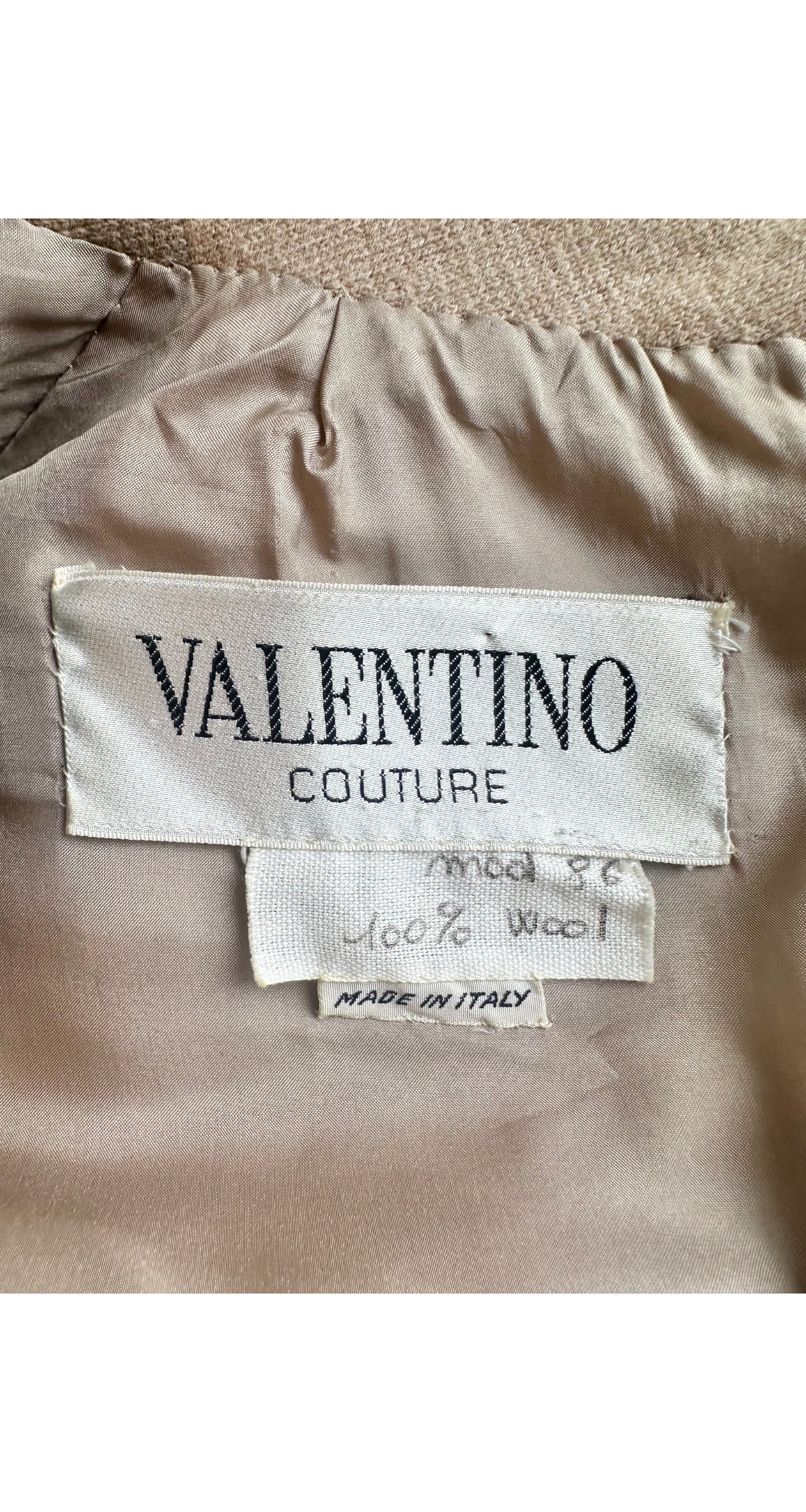 1970s Beige Wool Collared A-Line Dress