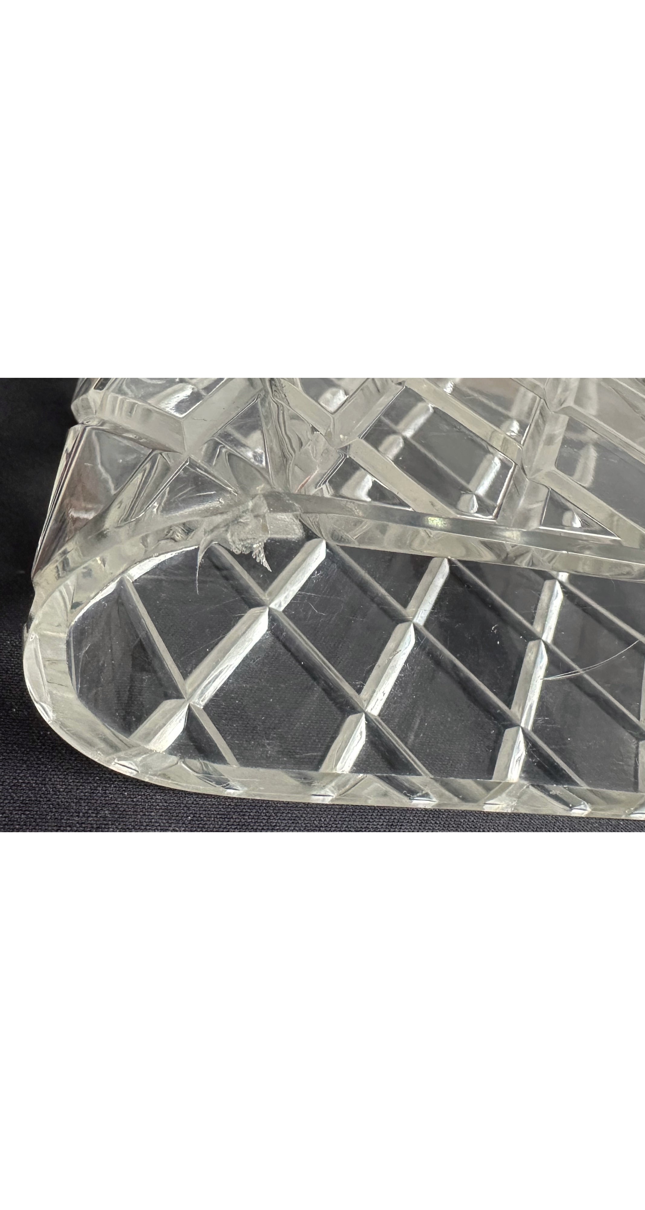 1950s Clear Diamond Cut Lucite Box Clutch