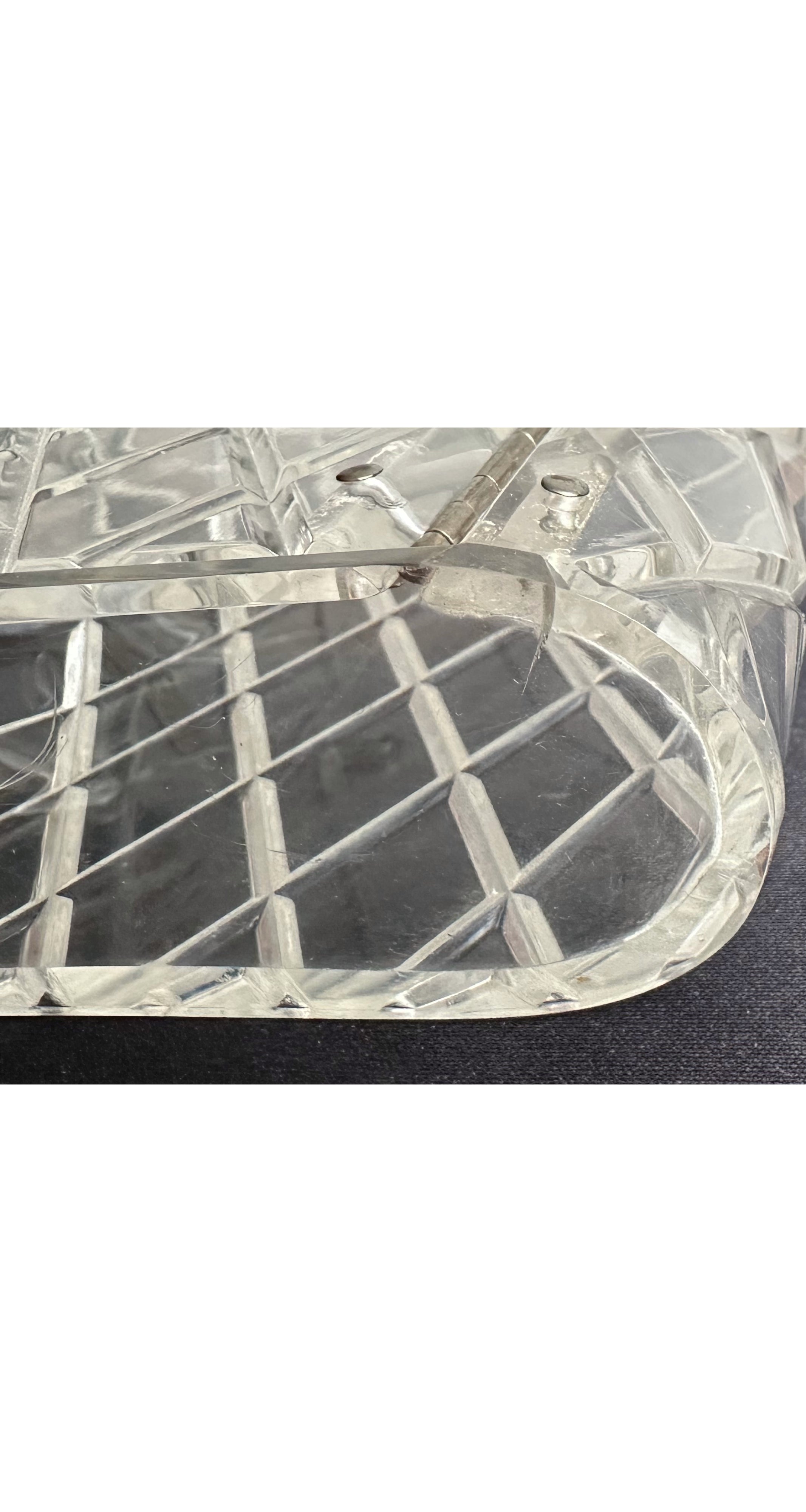 1950s Clear Diamond Cut Lucite Box Clutch