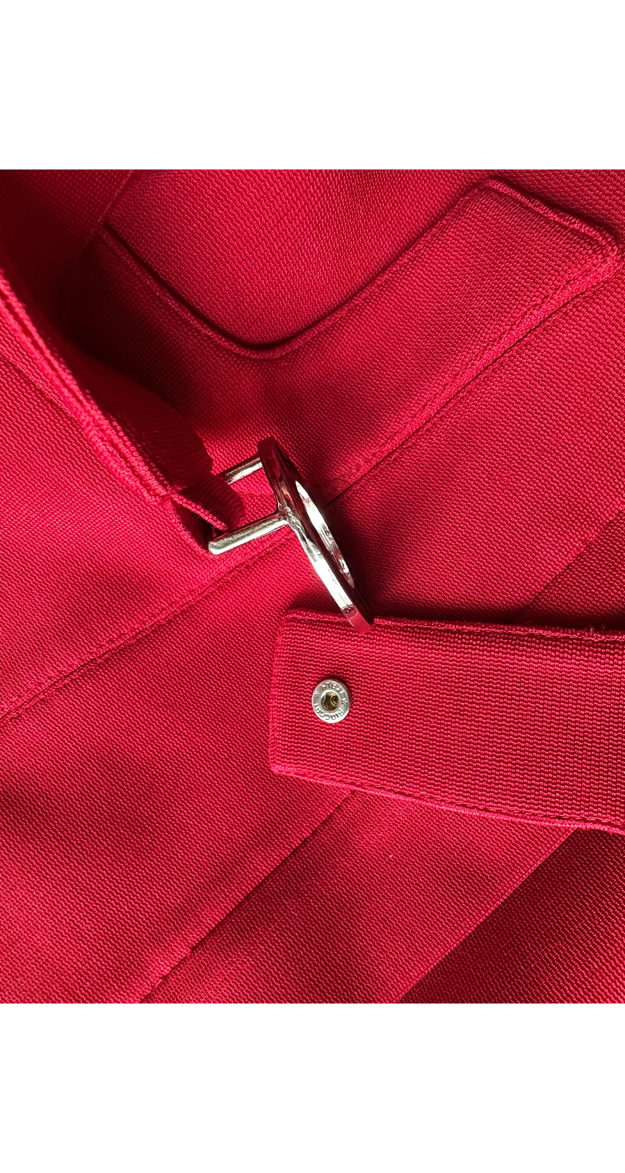 1990s Red Rayon "Mugler"-Buckle Belted Jacket