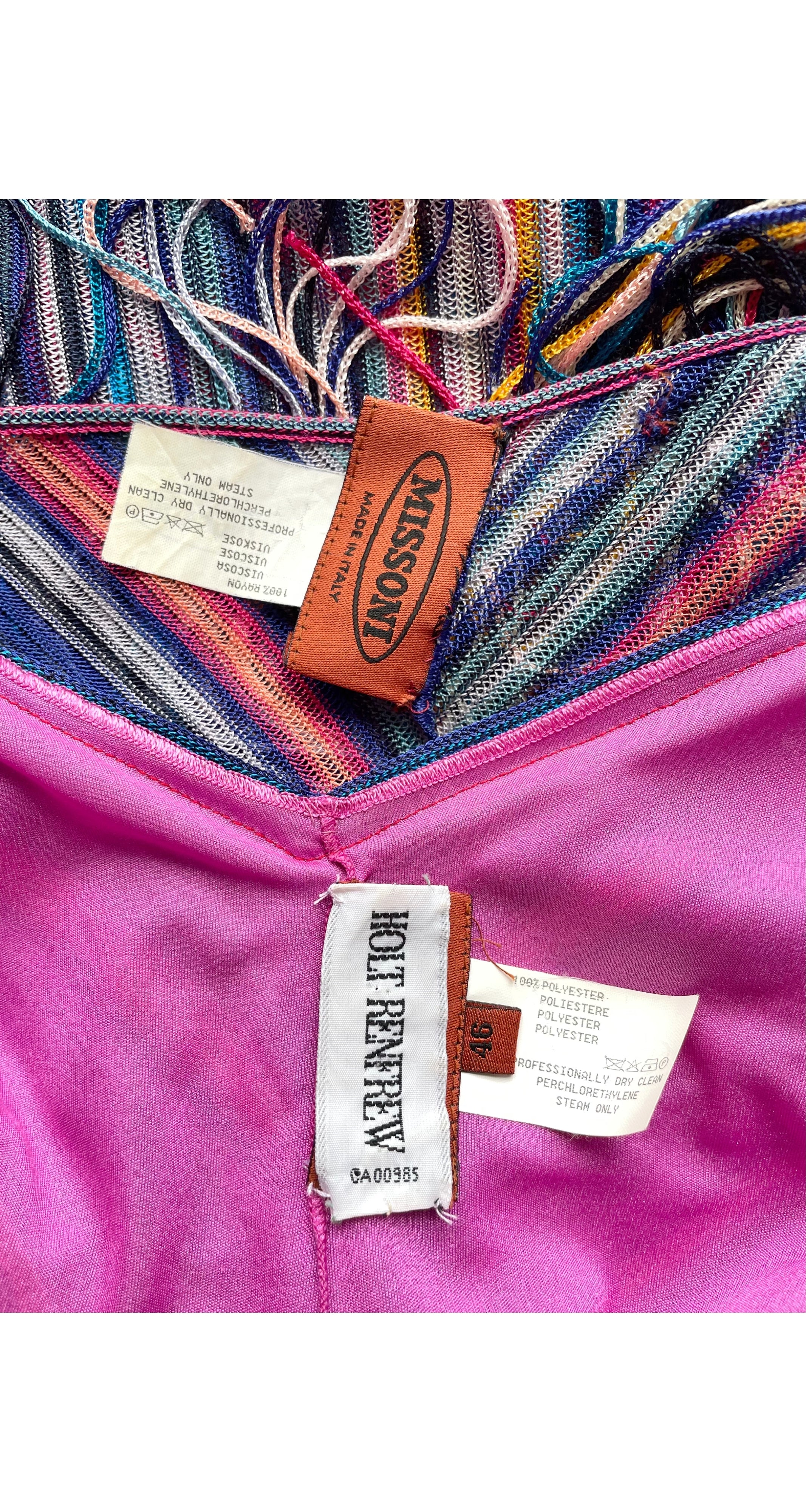 2002 Chevron Rayon Knit Fringe Maxi Dress & Shawl