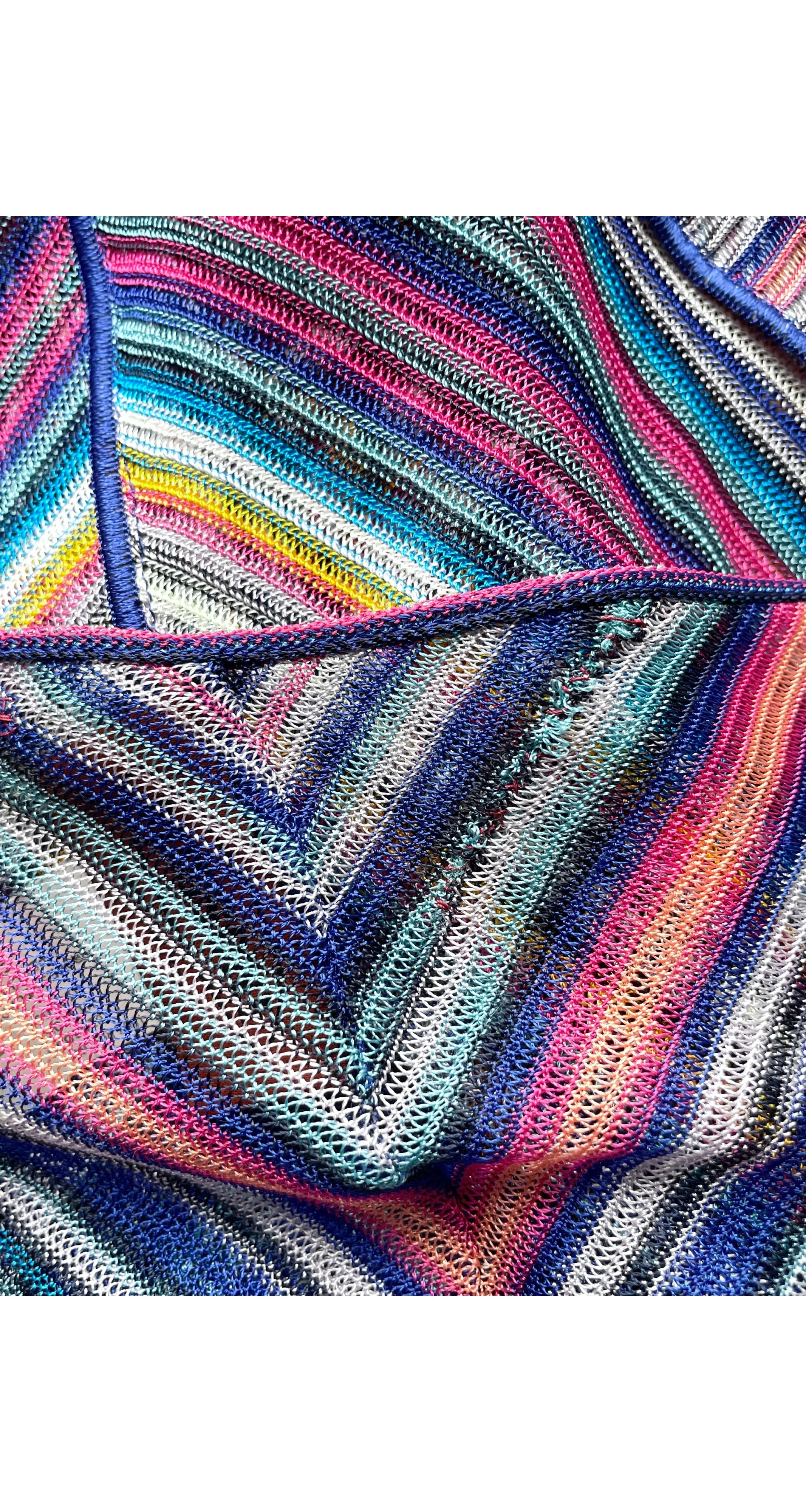 2002 Chevron Rayon Knit Fringe Maxi Dress & Shawl