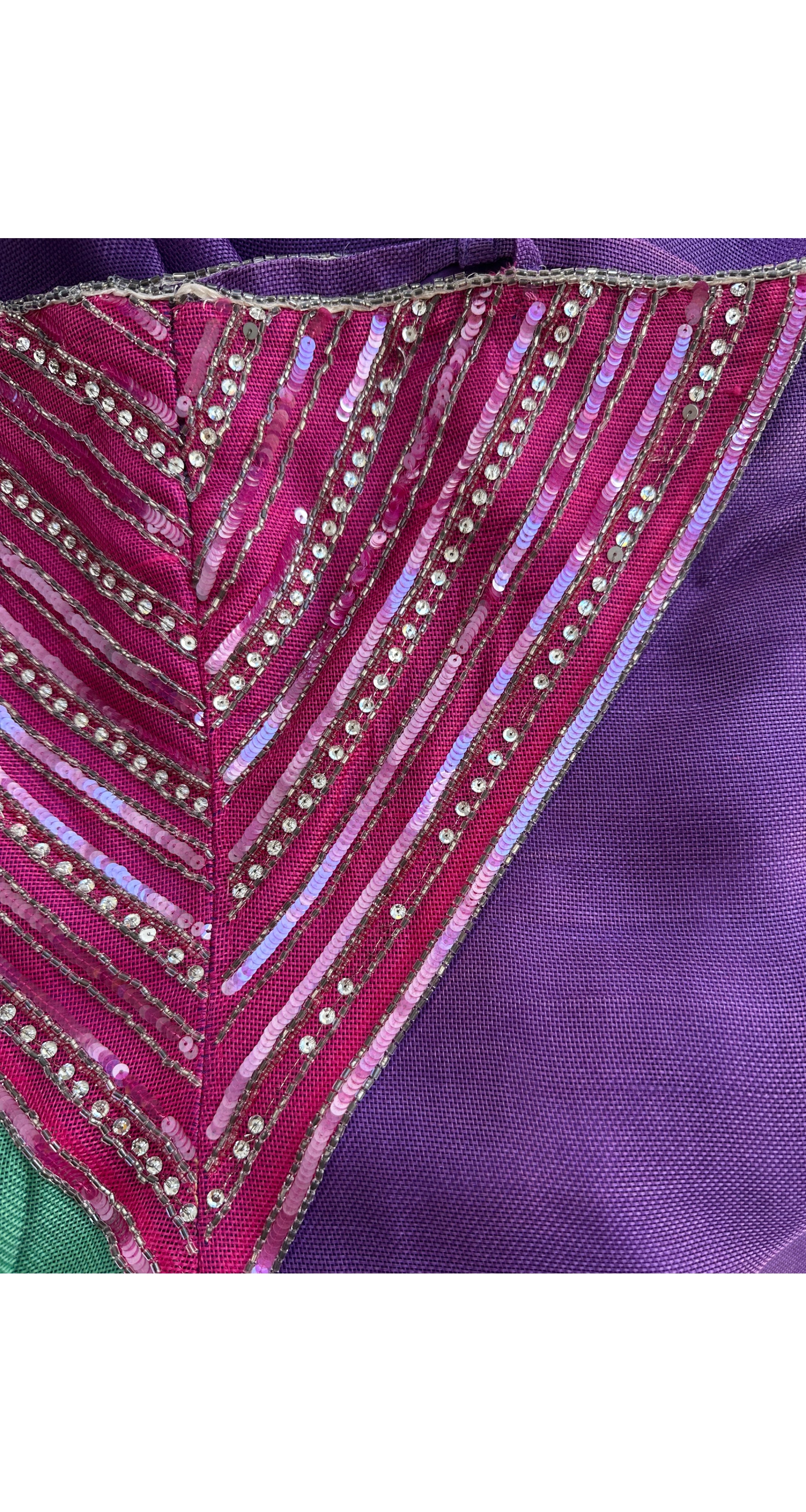 1983 S/S Embellished Woven Silk Evening Gown