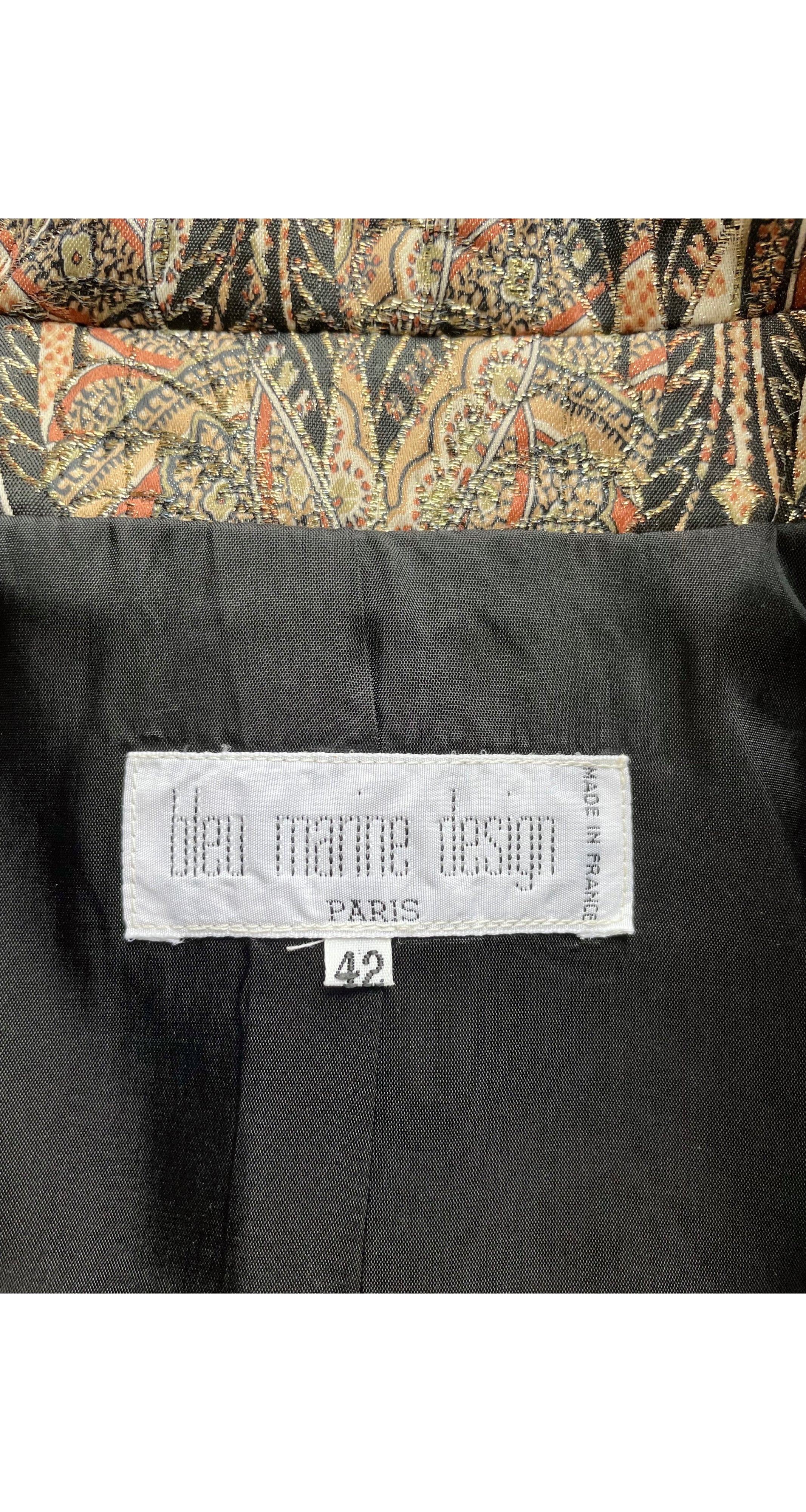 1980s Paisley Metallic Brocade Frog Knot Jacket