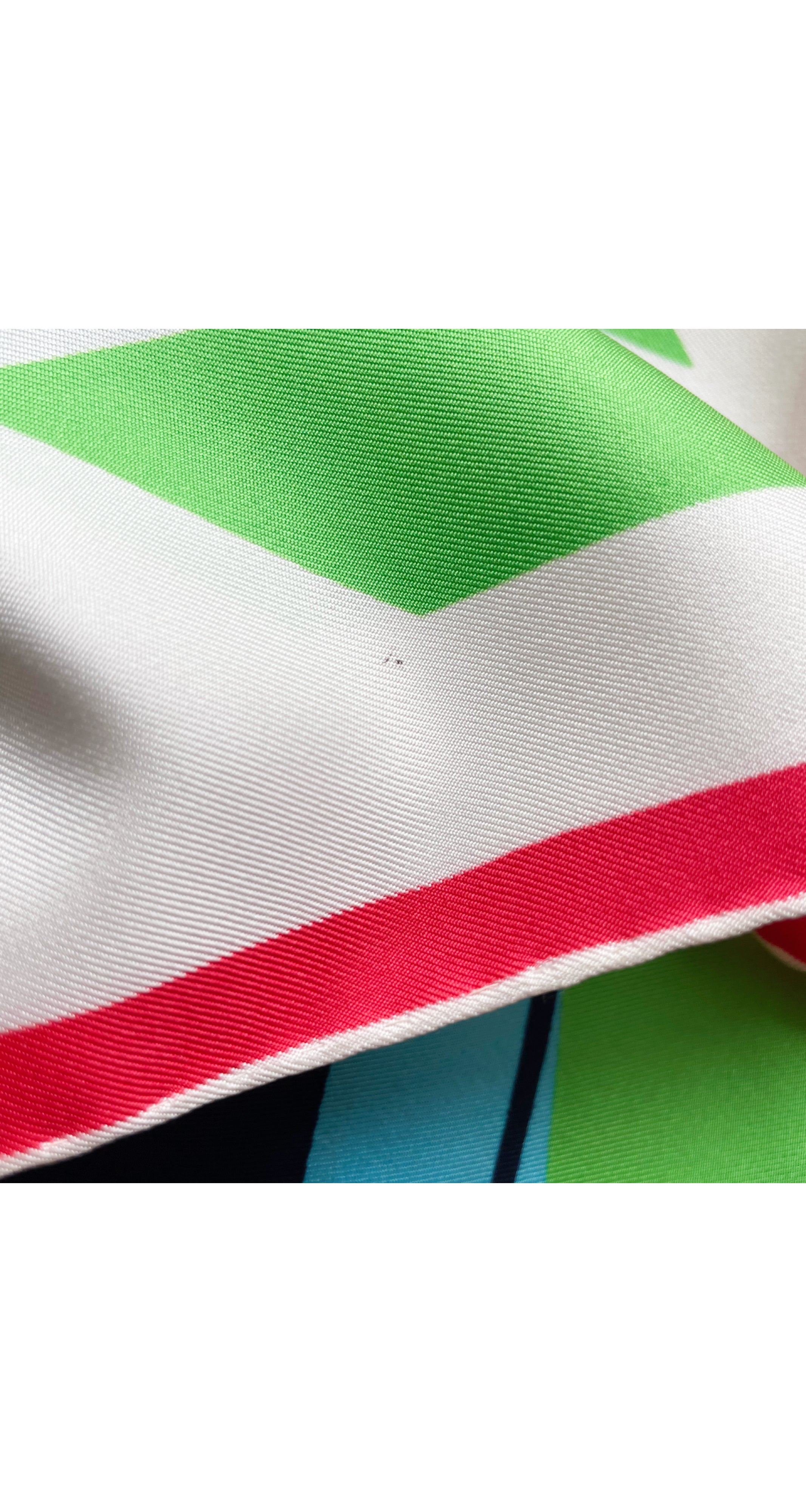 1970s Op-Art Geometric Print Silk Twill Scarf