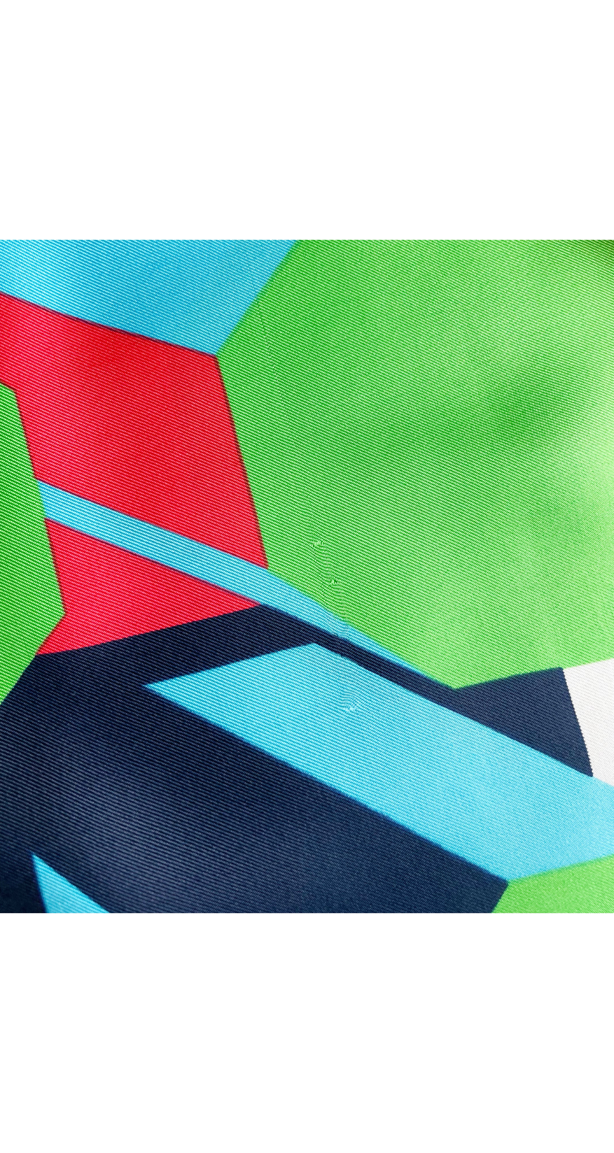 1970s Op-Art Geometric Print Silk Twill Scarf