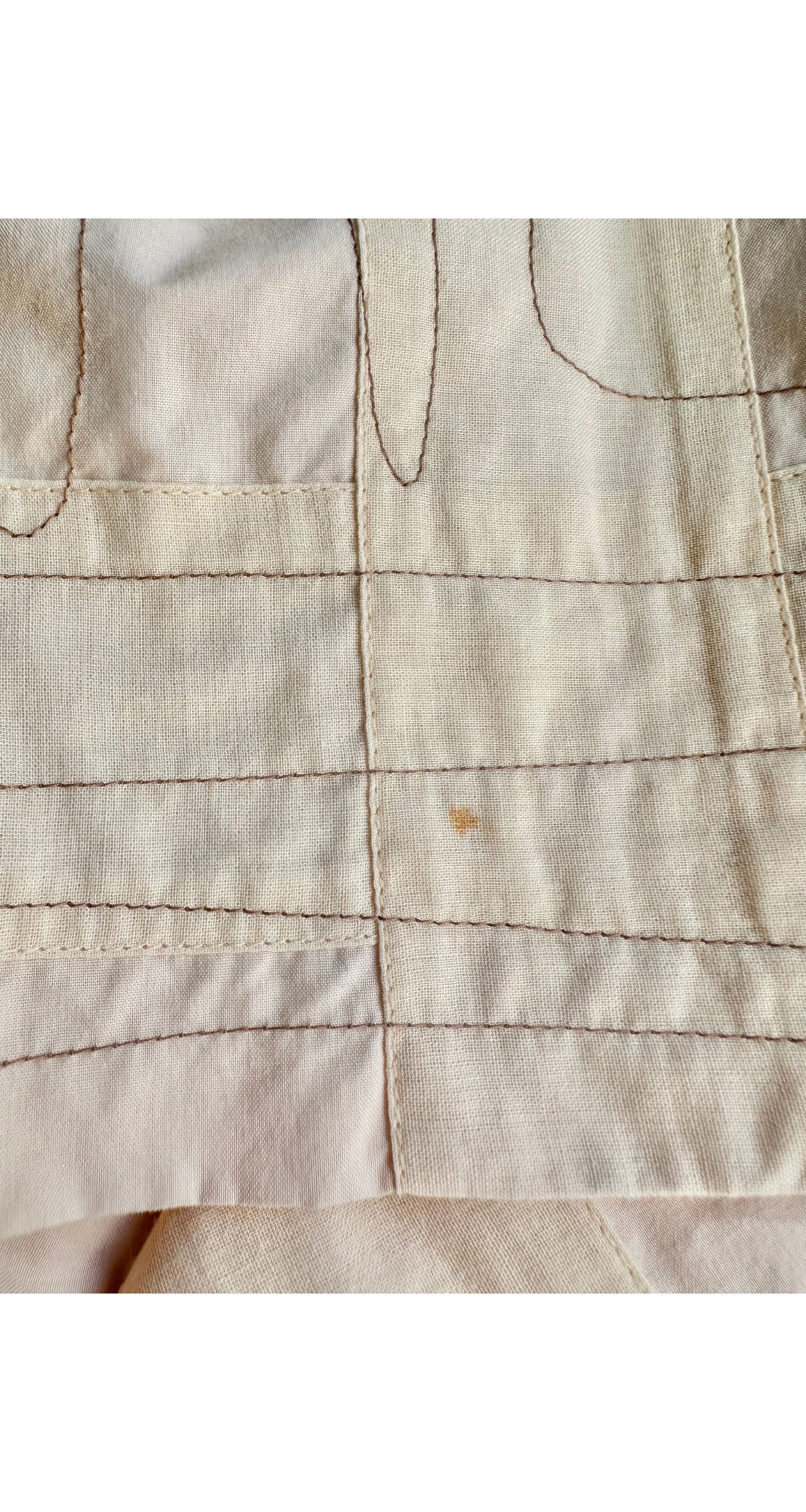 1980s Embroidered Cream Cotton Top & Skirt Set
