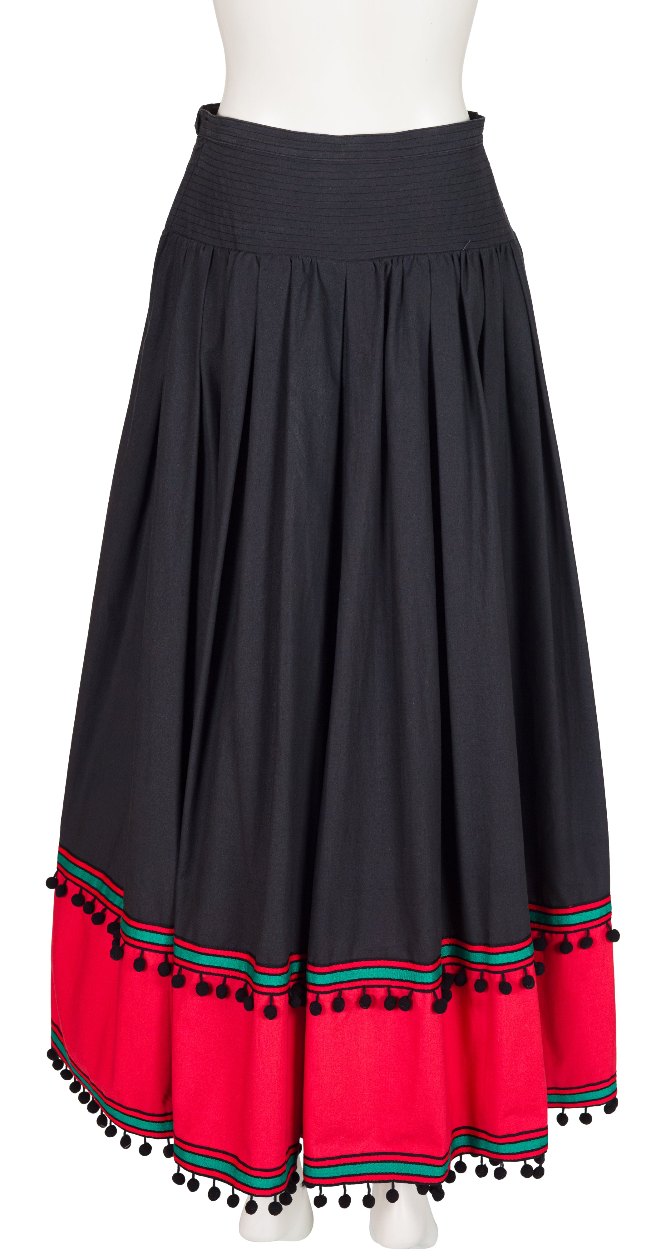 1977 S/S "Spanish Collection" Black Cotton Pom-Pom Circle Skirt