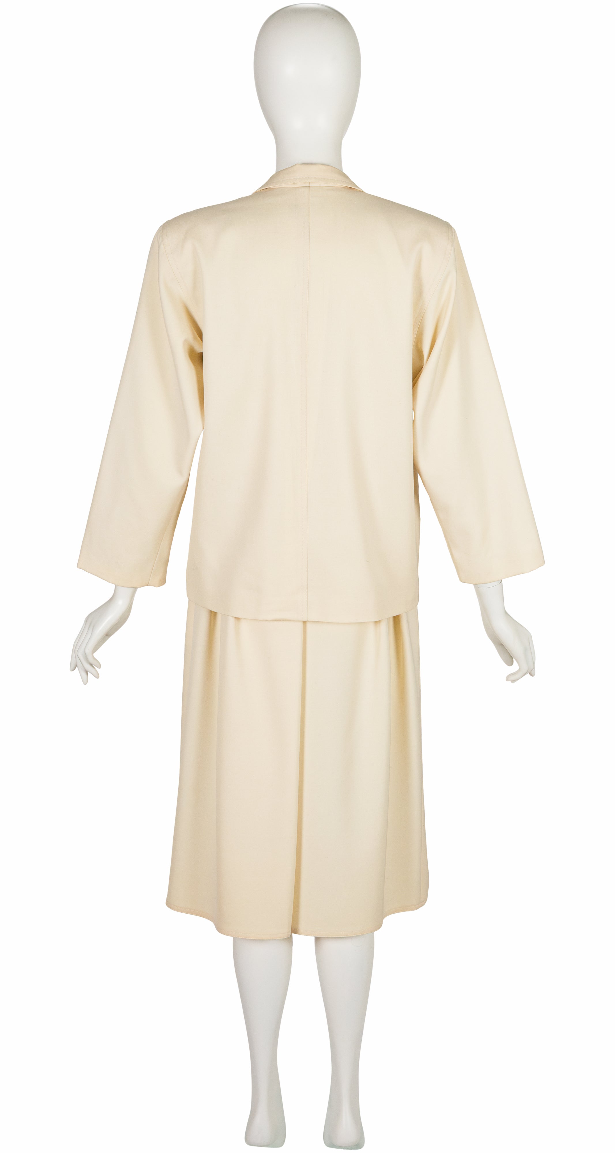 1980s Cream Wool Gabardine Skirt Suit