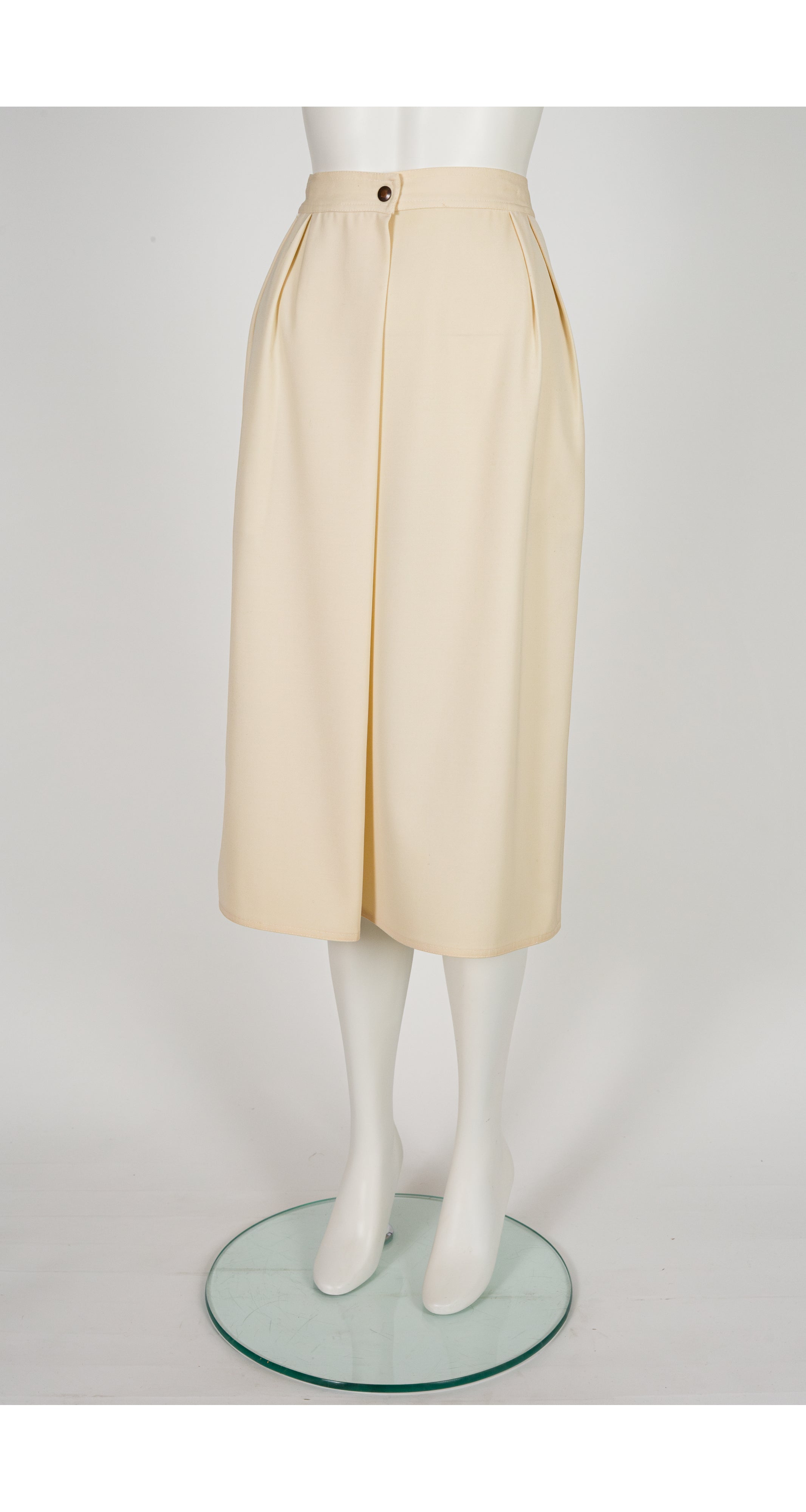 1980s Cream Wool Gabardine Skirt Suit