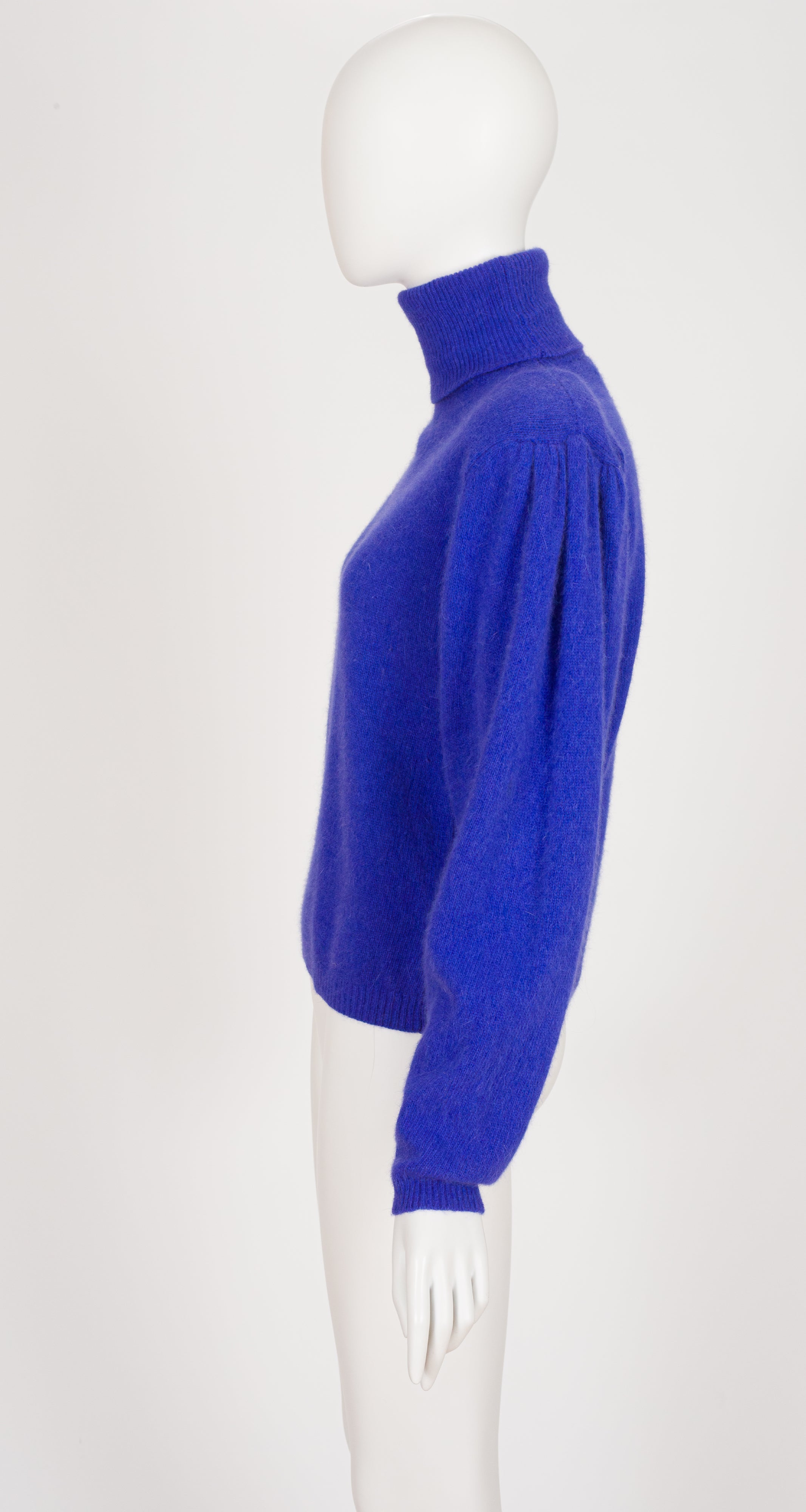 1980s Indigo Angora & Wool Turtleneck Sweater