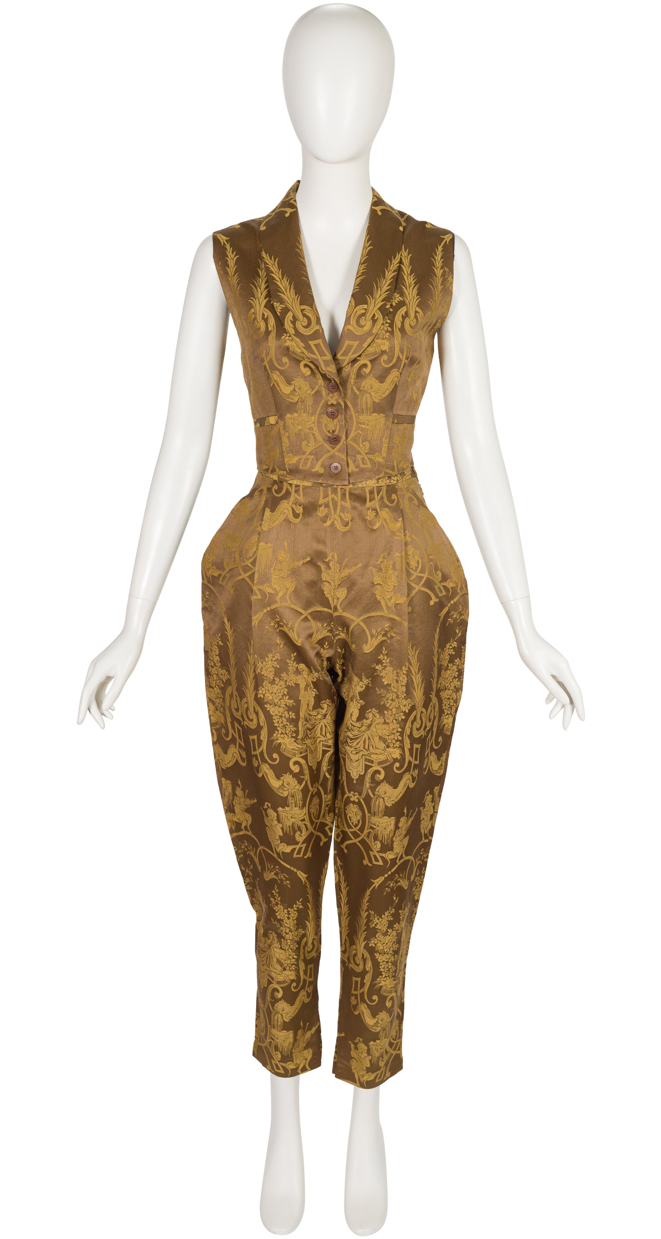 1989 Baroque Print Silk Jacquard Vest & Trouser Set