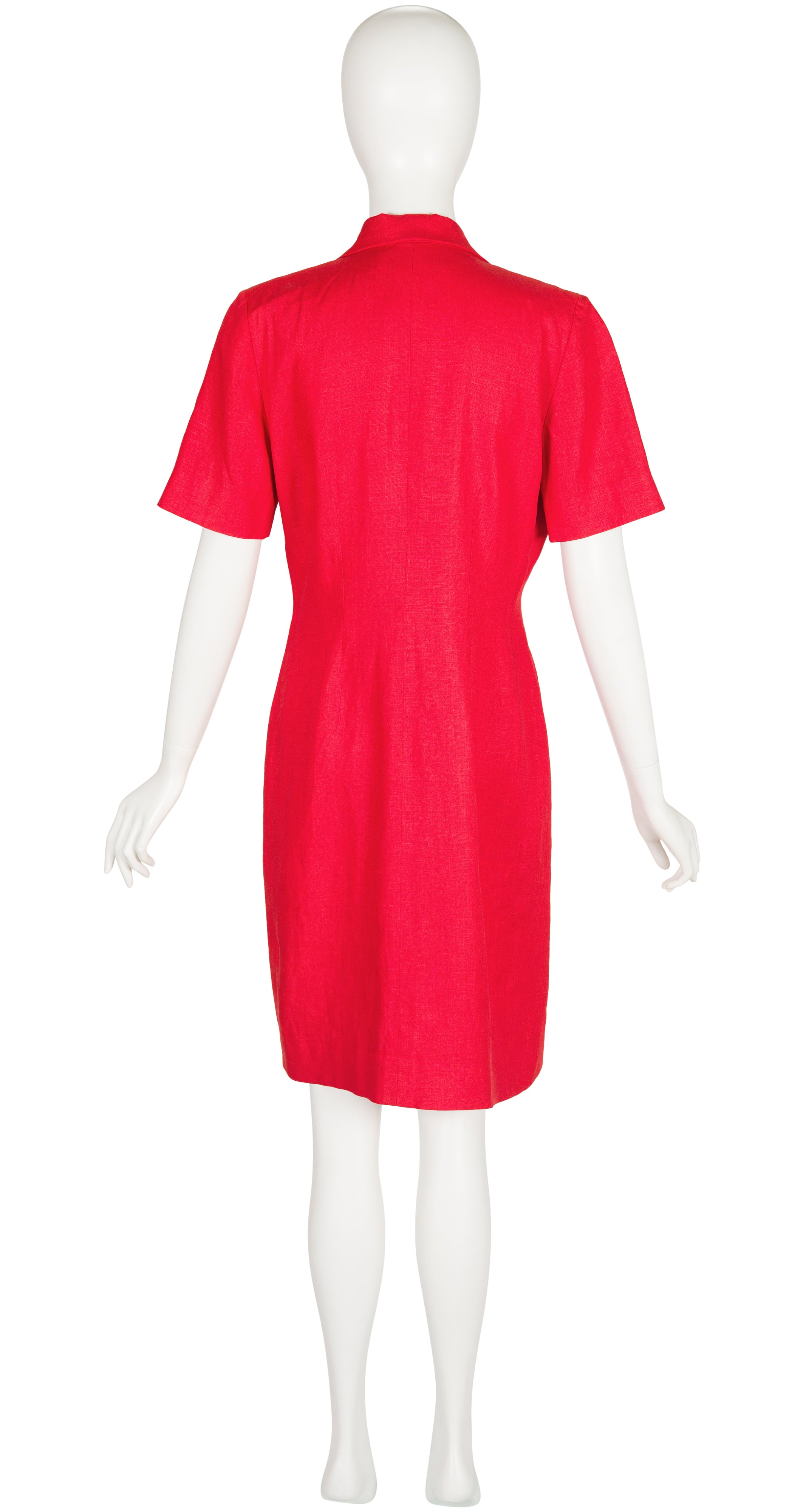 1990s Red Linen Short Sleeve Blazer Dress