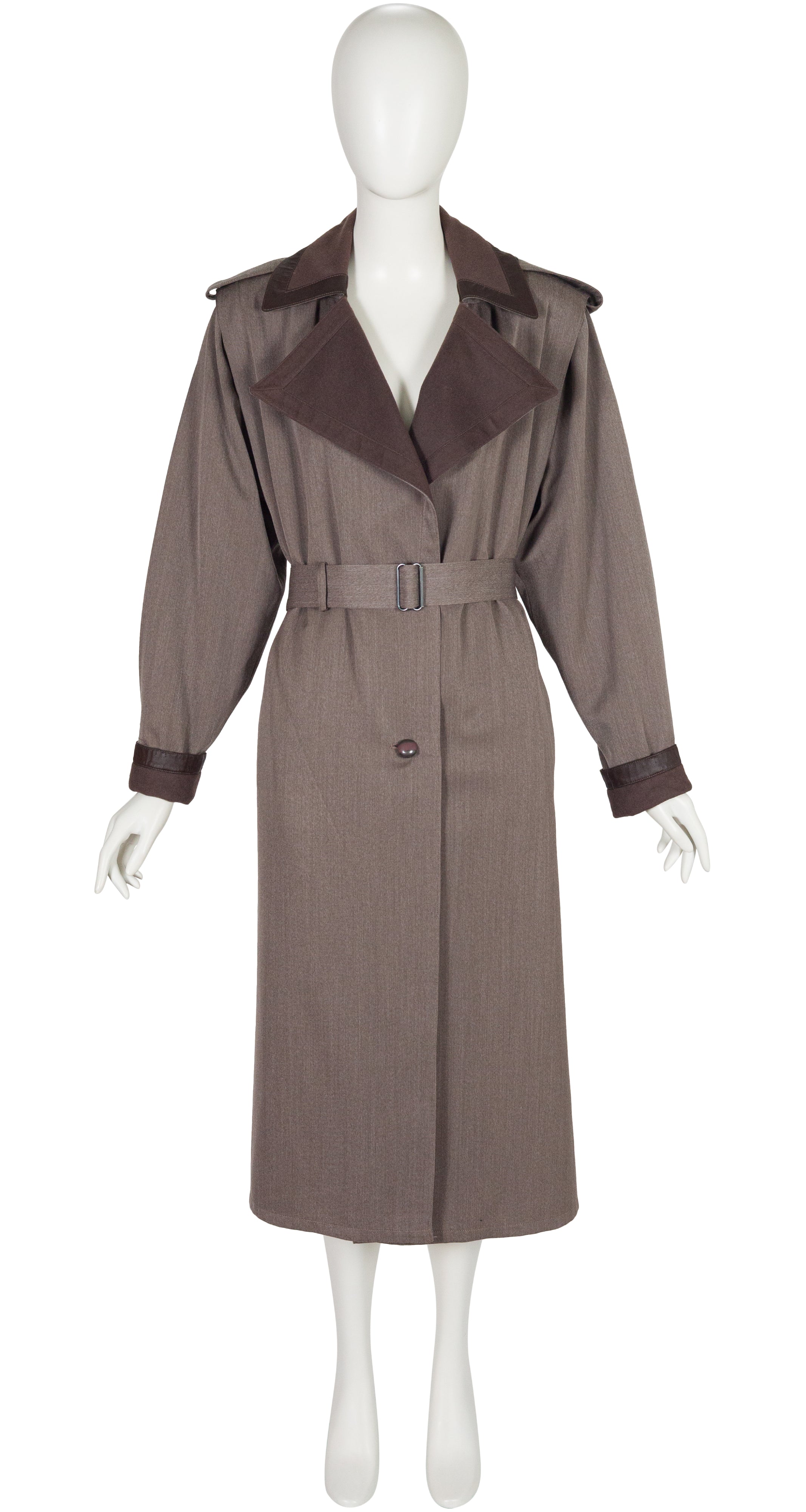 1980s Taupe Wool & Cashmere Trench Coat