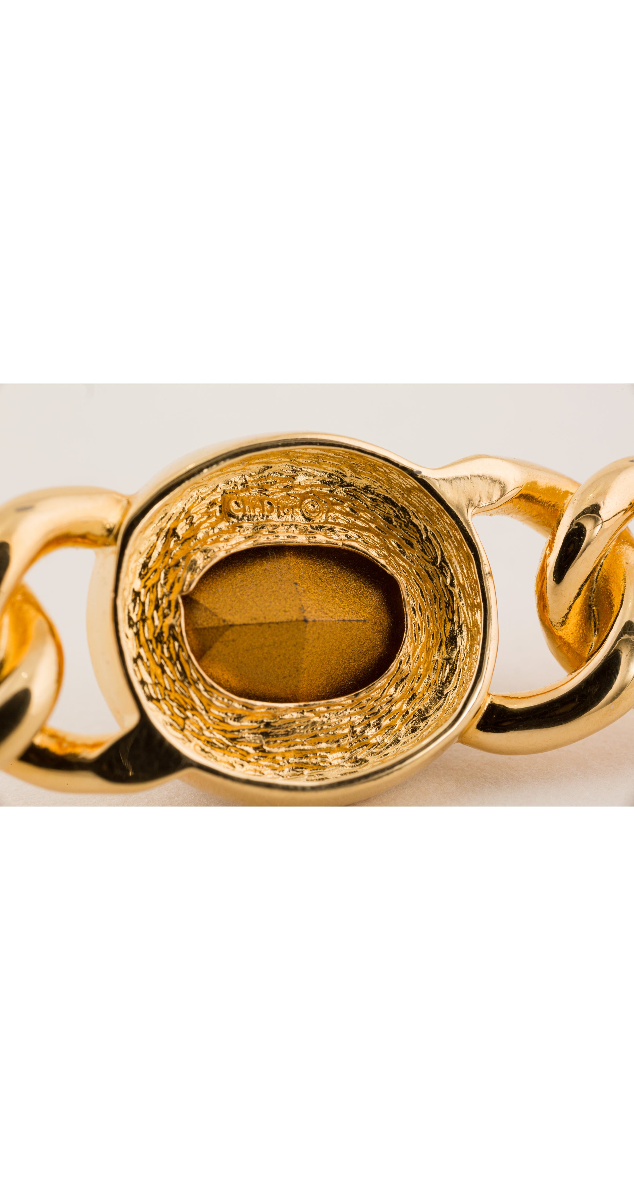 1980s Emerald Pave Gold-Tone Chain Link Brooch